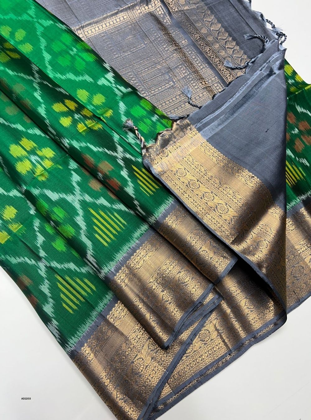 green & Grey - Soft Silk Saree