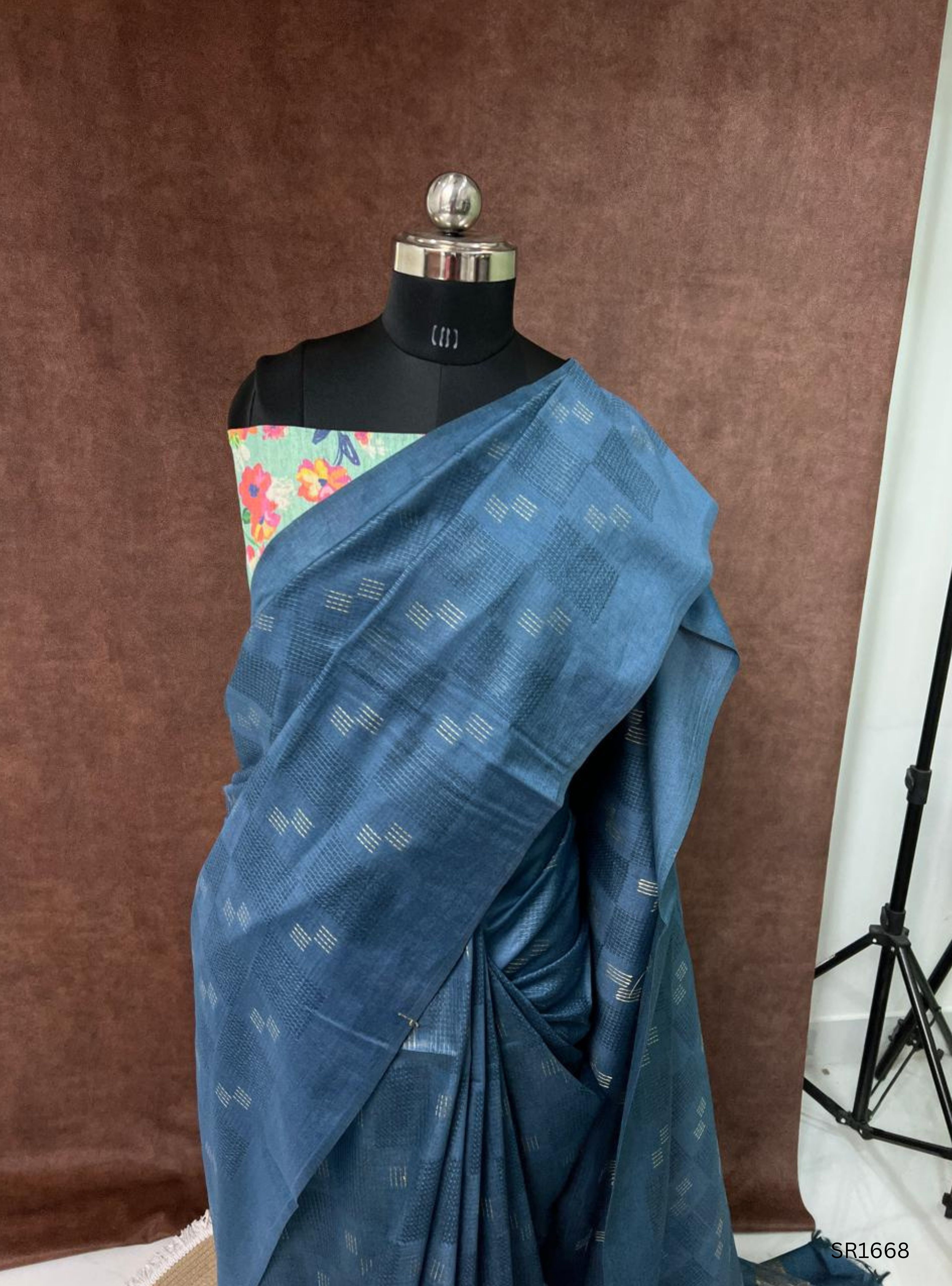 Teal - Moonga Silk Saree