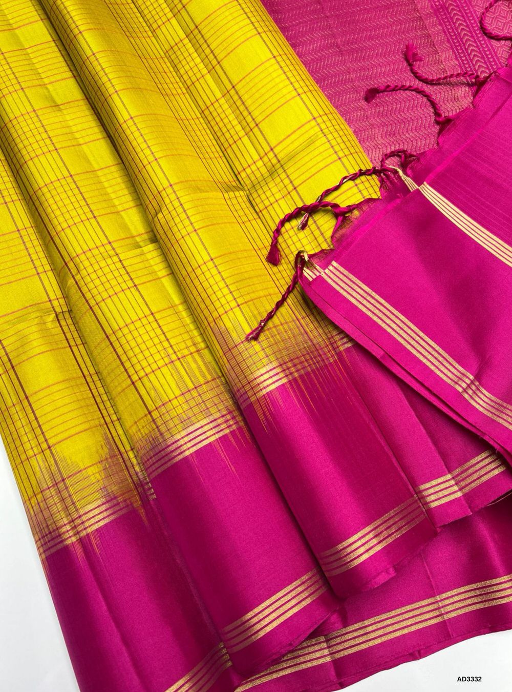 Yellow & Pink - Soft Silk Saree