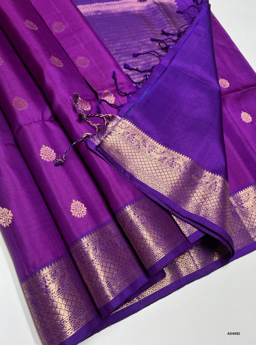 Purple - Kanchi Border Soft Silk Saree