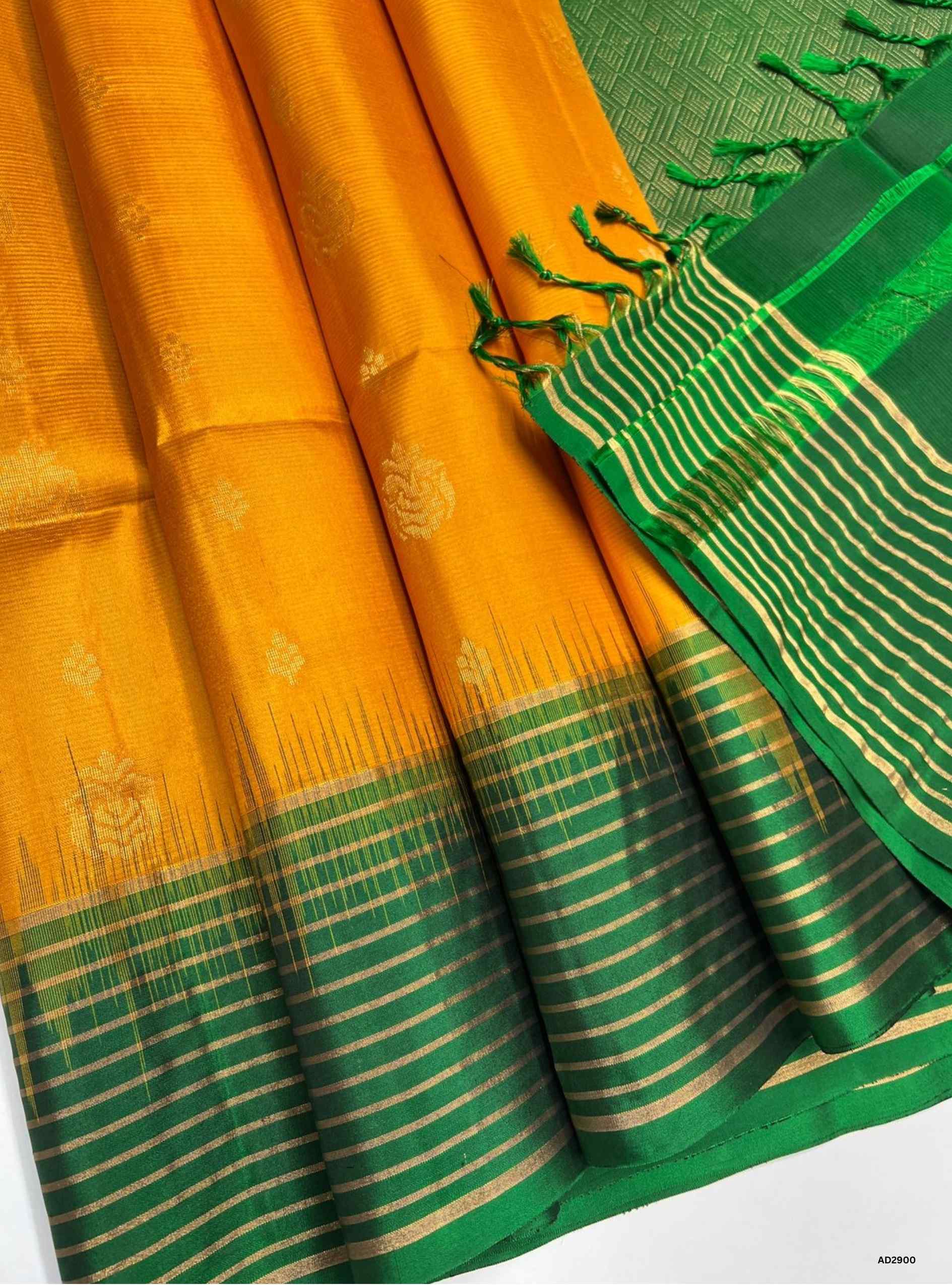 Mango Yellow & Green - Soft Silk Saree