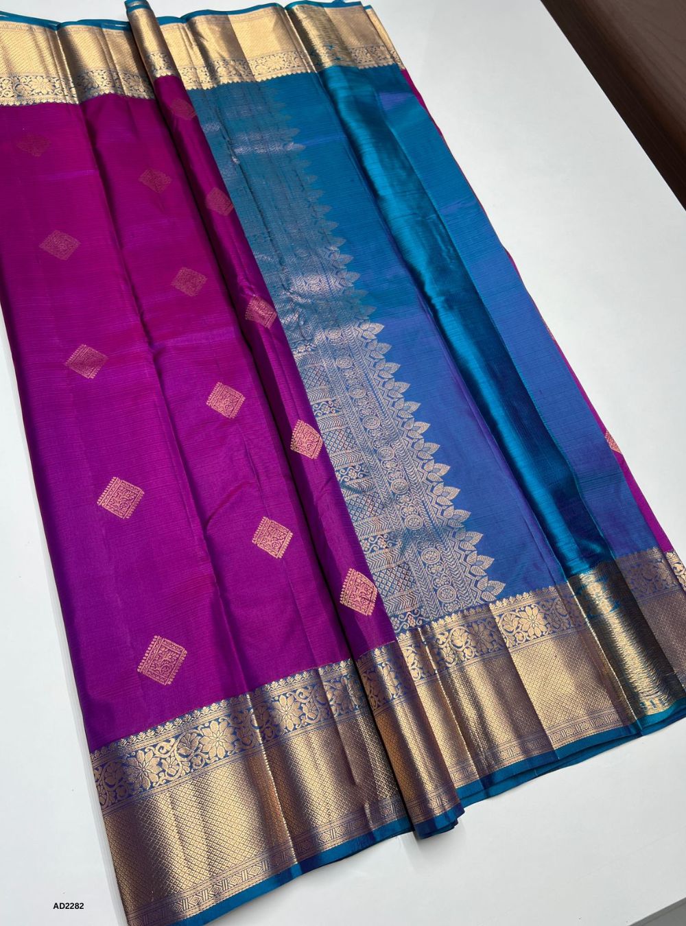 Purple & Sulphate Blue - Soft Silk Saree