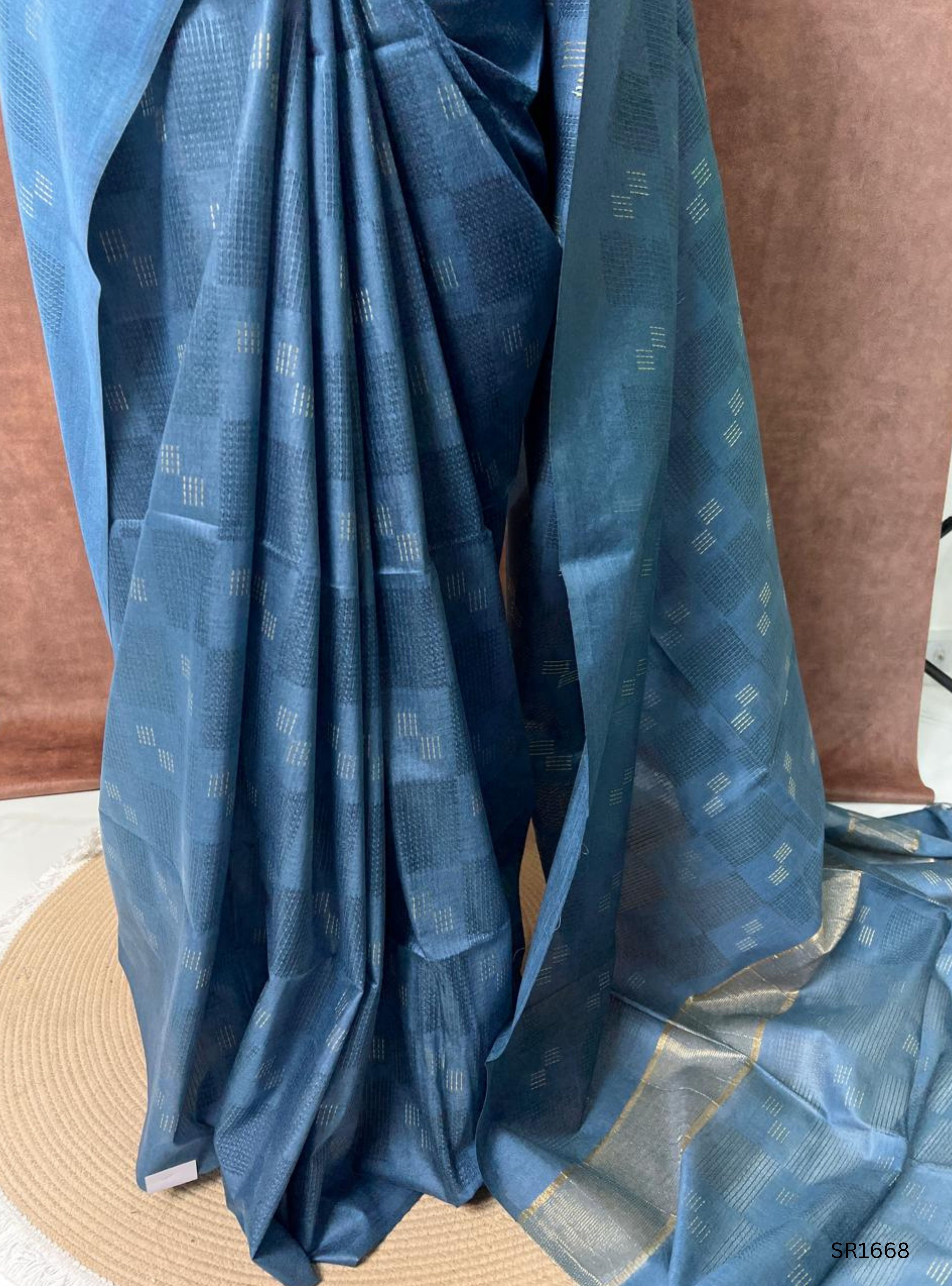 Teal - Moonga Silk Saree