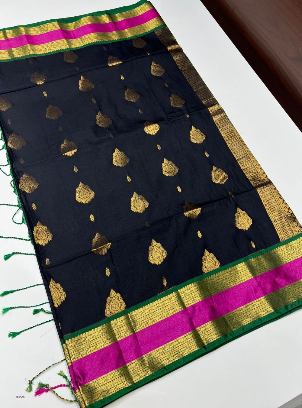 Black & Green - Semi Silk Saree