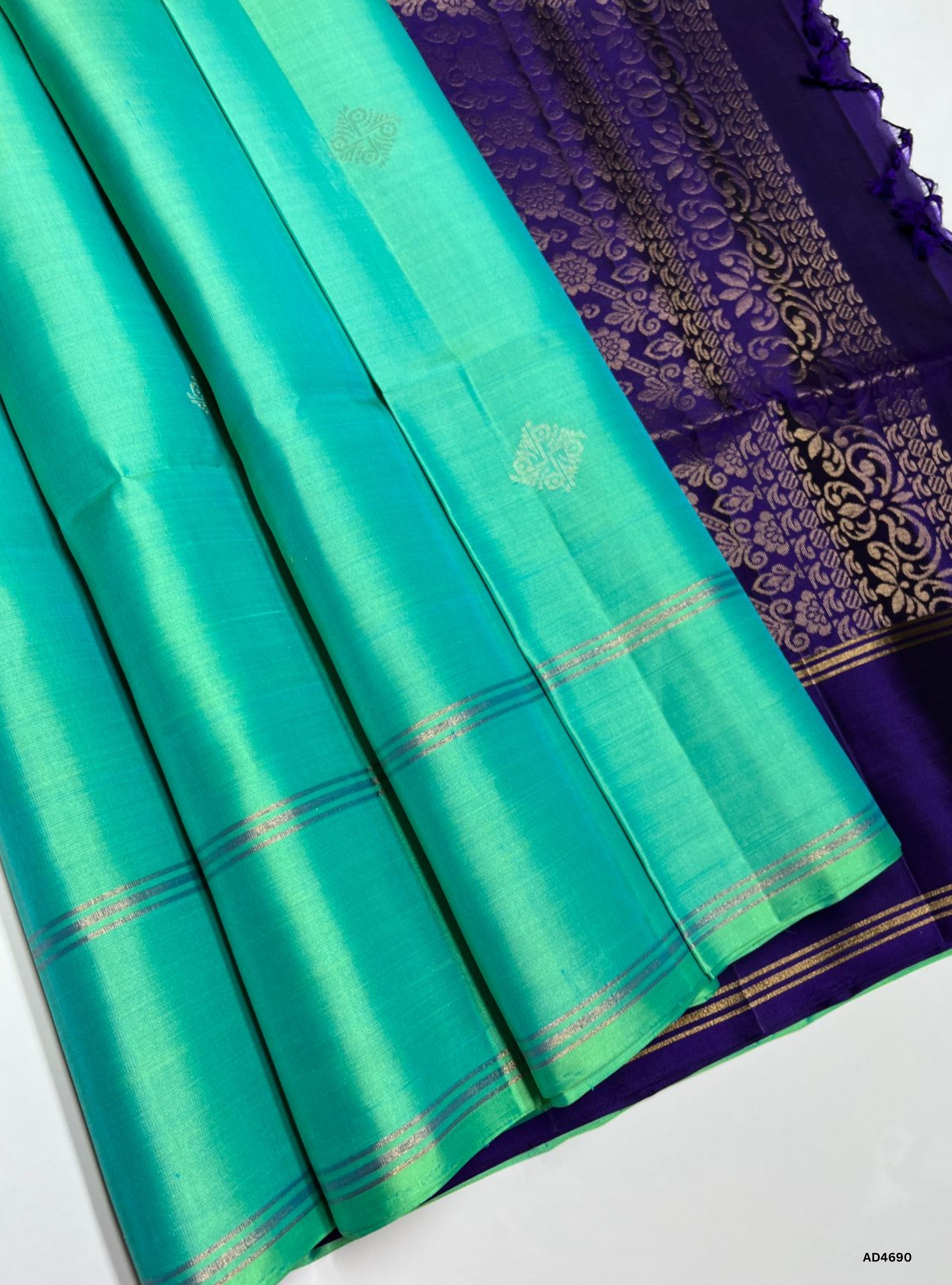 Aquva Green & Purple - Soft Silk Saree