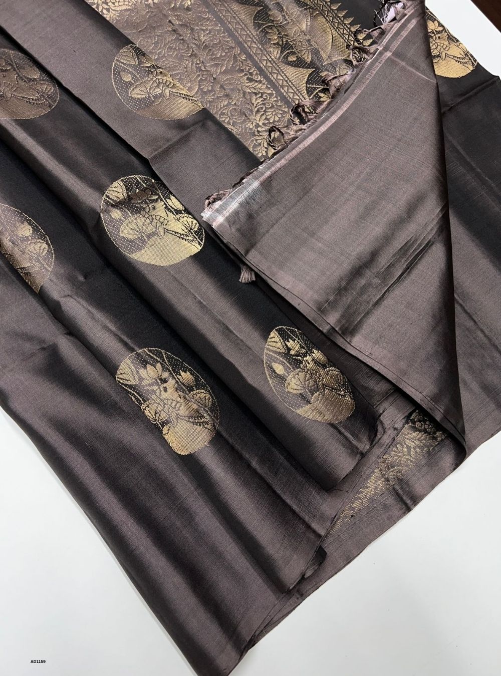 Charcoal Grey - Soft Silk Saree
