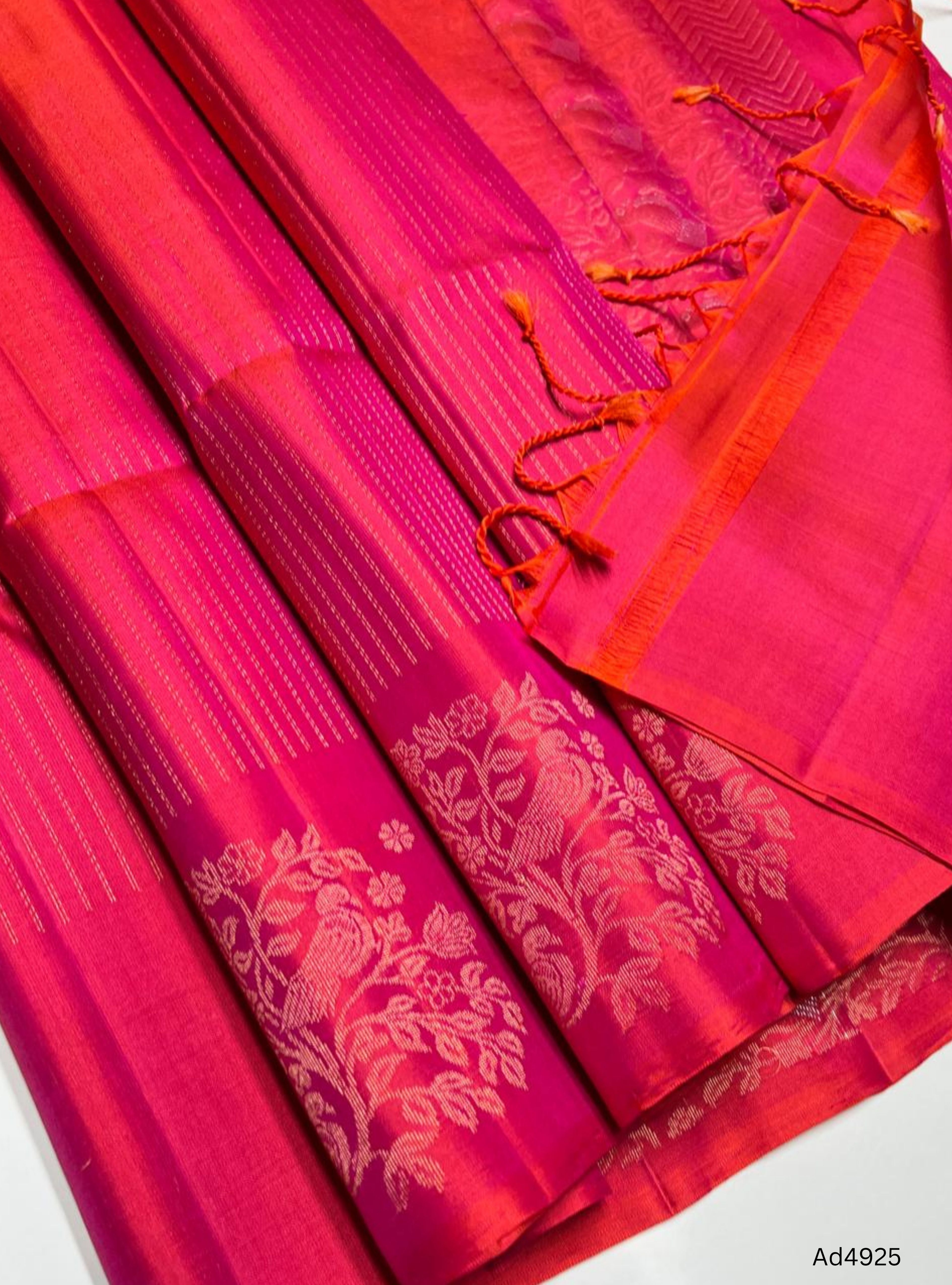 Orangish Pink - Vairaoosi Fancy Border Soft Silk Saree