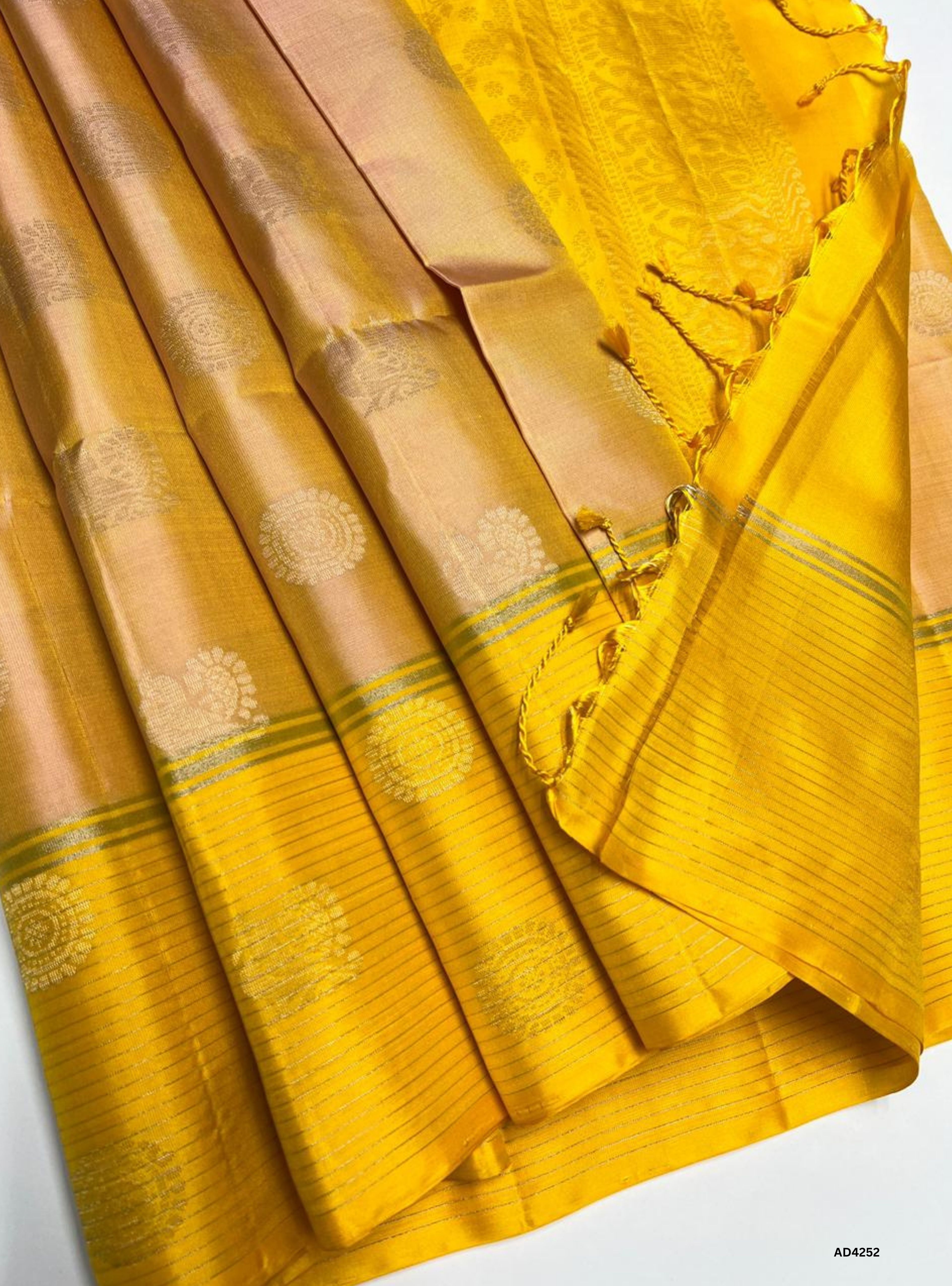 Pastel Orange & Yellow - Soft Silk Saree