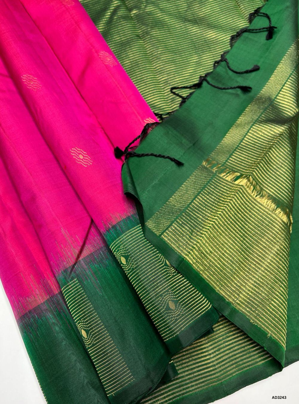 Pink & Green - Soft Silk Saree
