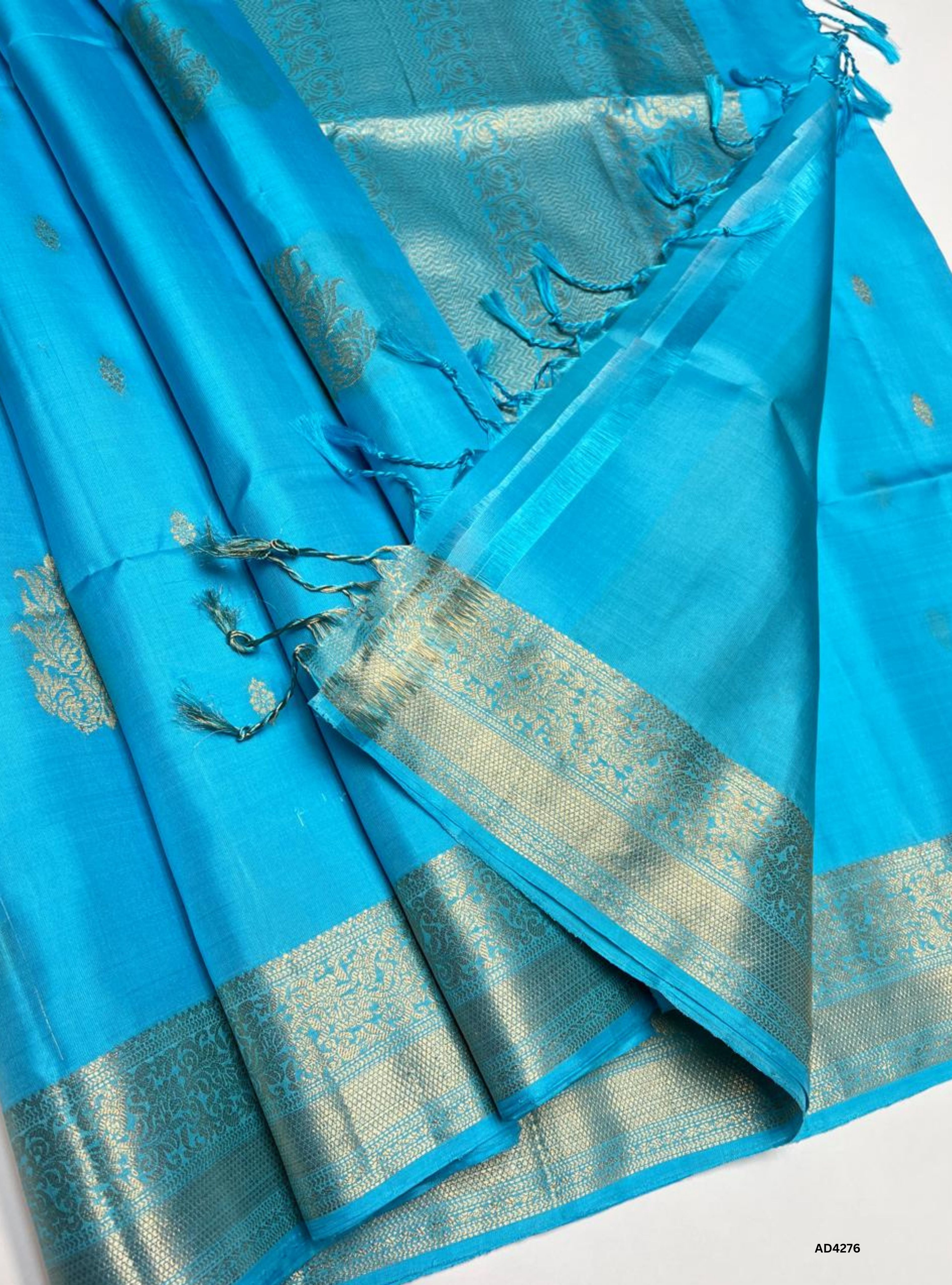 Ice Blue - Kanchi Border Soft Silk Saree