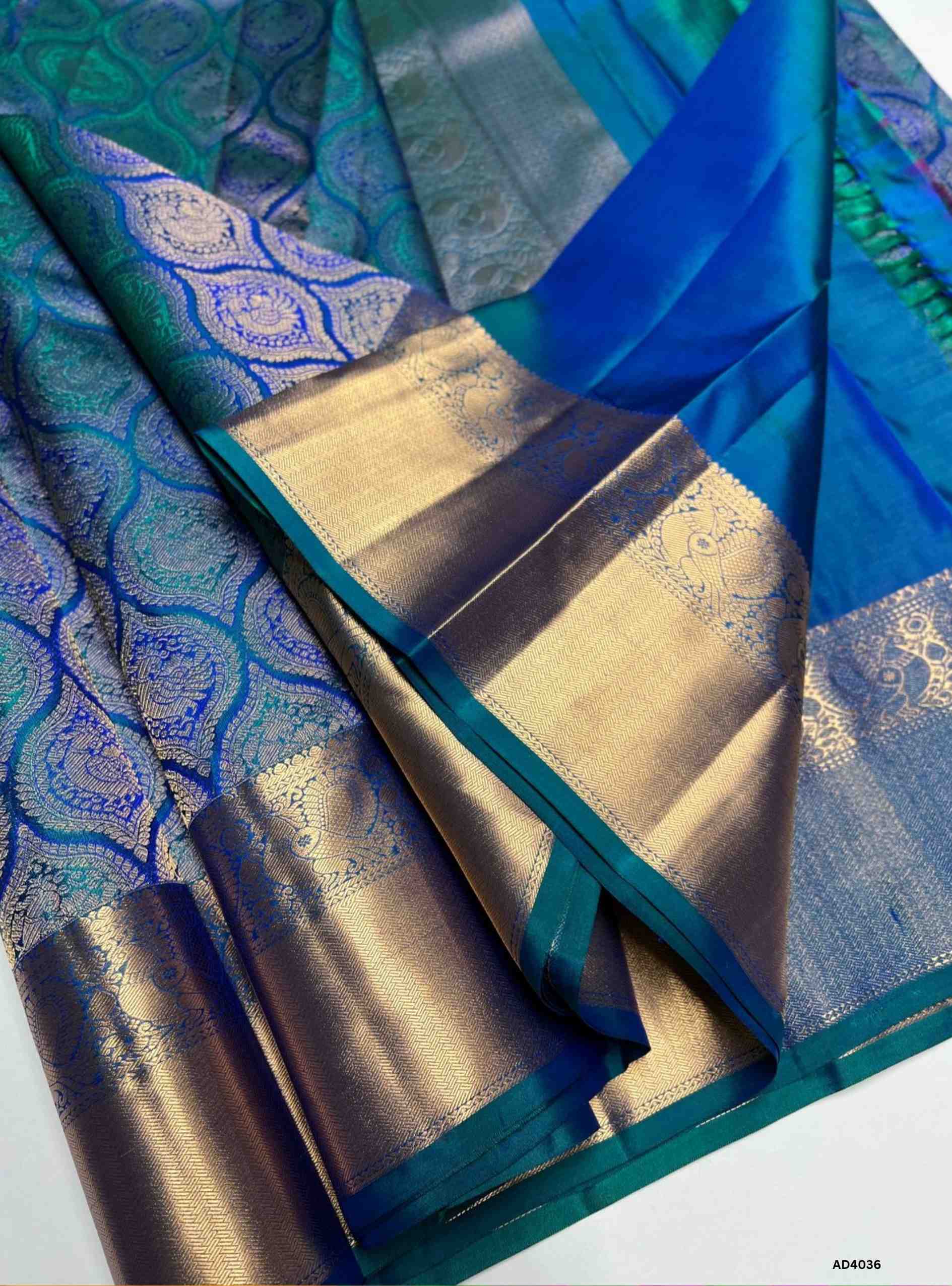 Peacock Blue - Kanjeevaram Bridal Saree