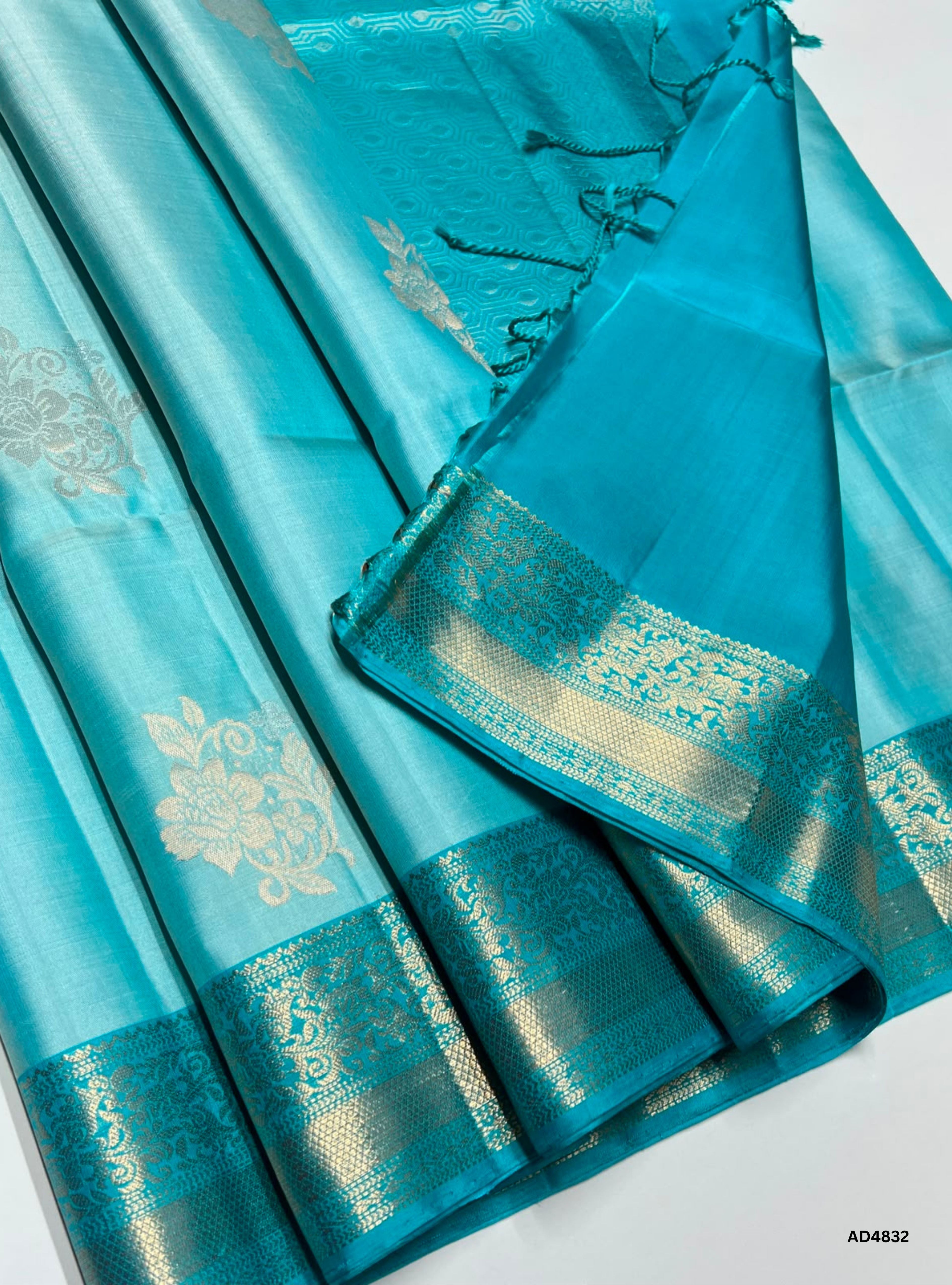 Ice Blue - Kanchi Border Soft Silk Saree