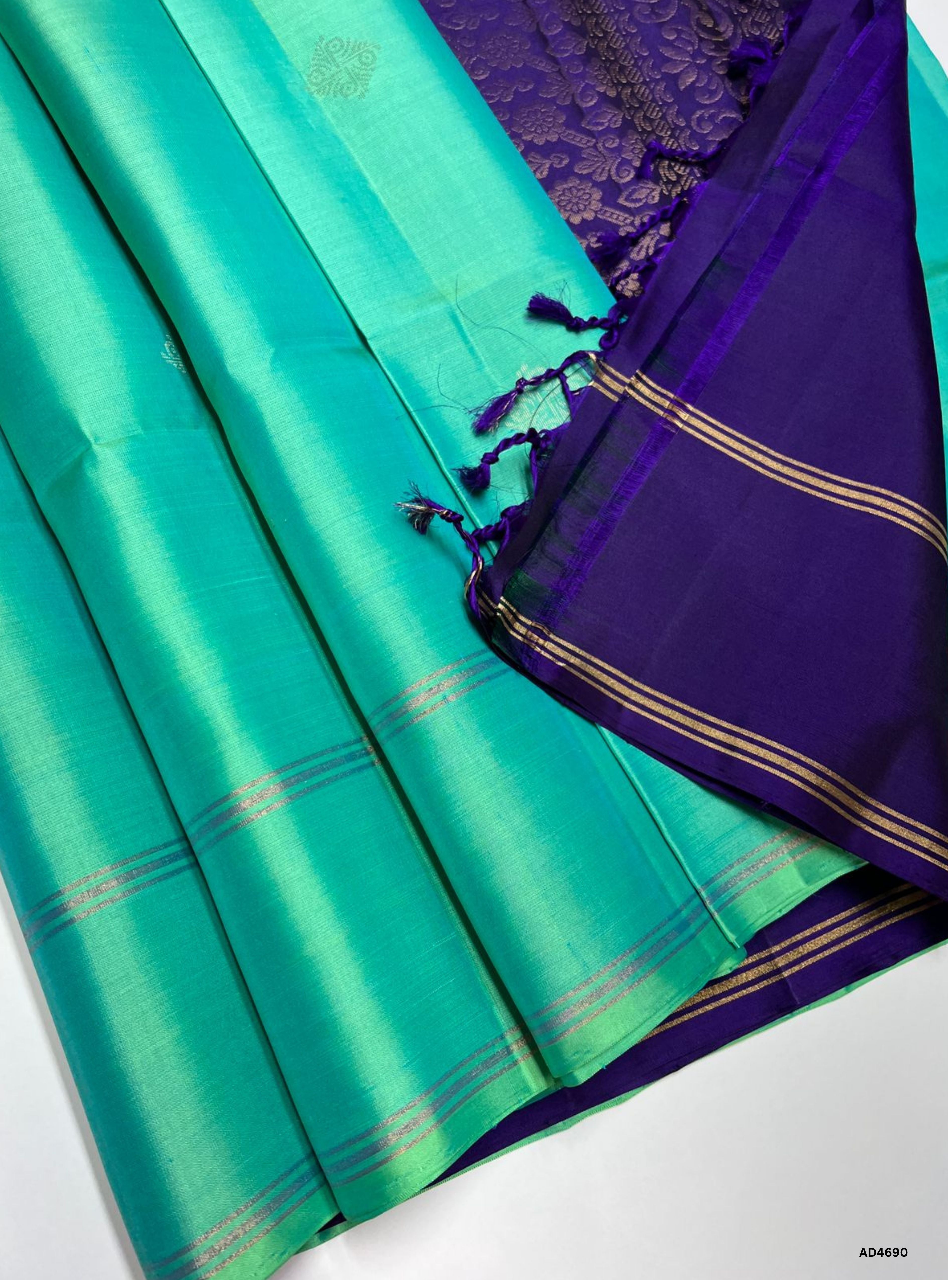 Aquva Green & Purple - Soft Silk Saree