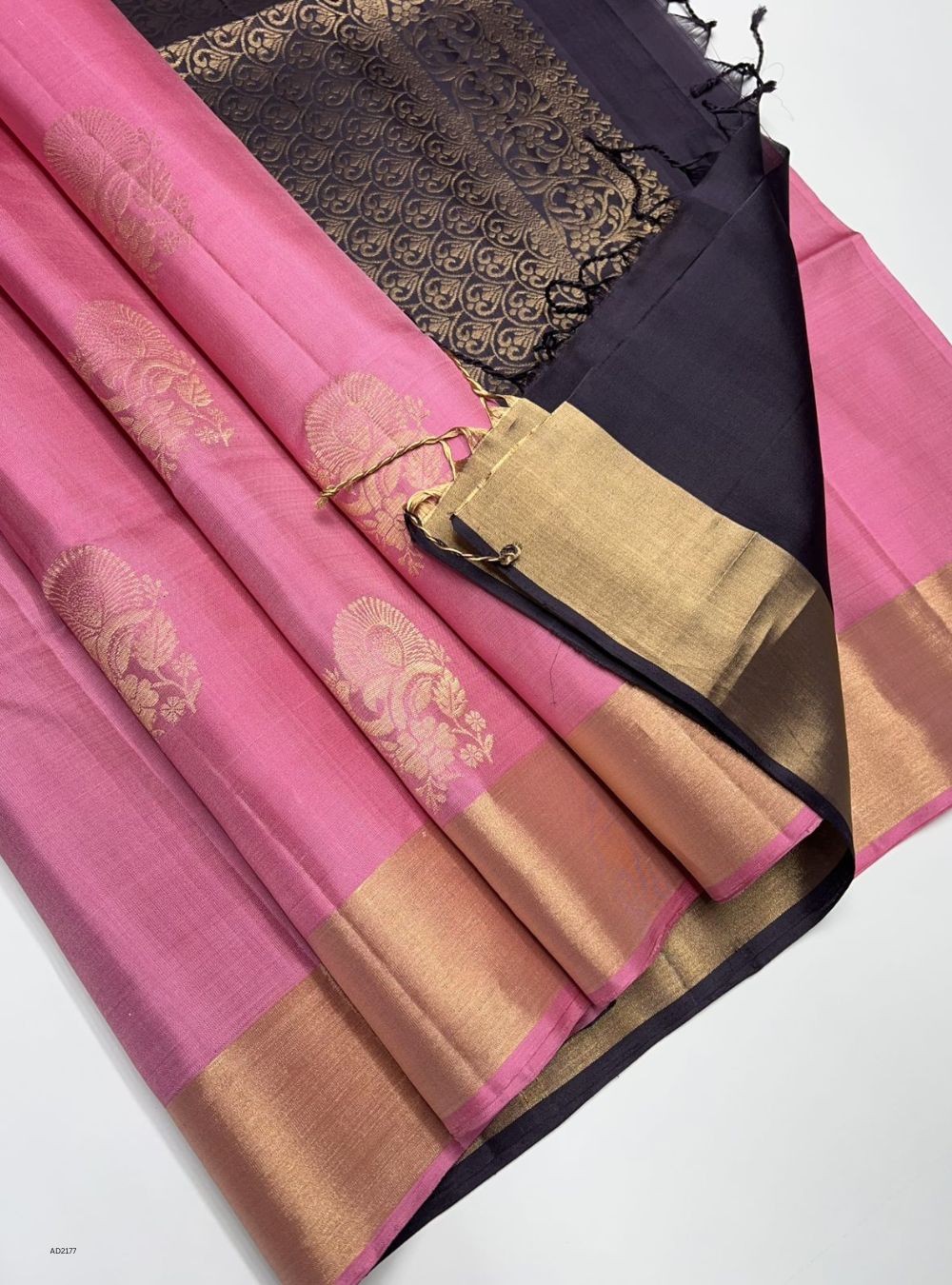 Pink & Burgundy - Soft Silk Saree