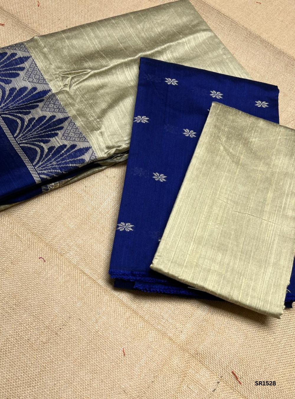 Ink Blue - Raw Silk Unstiched Suit 3 Pc Set