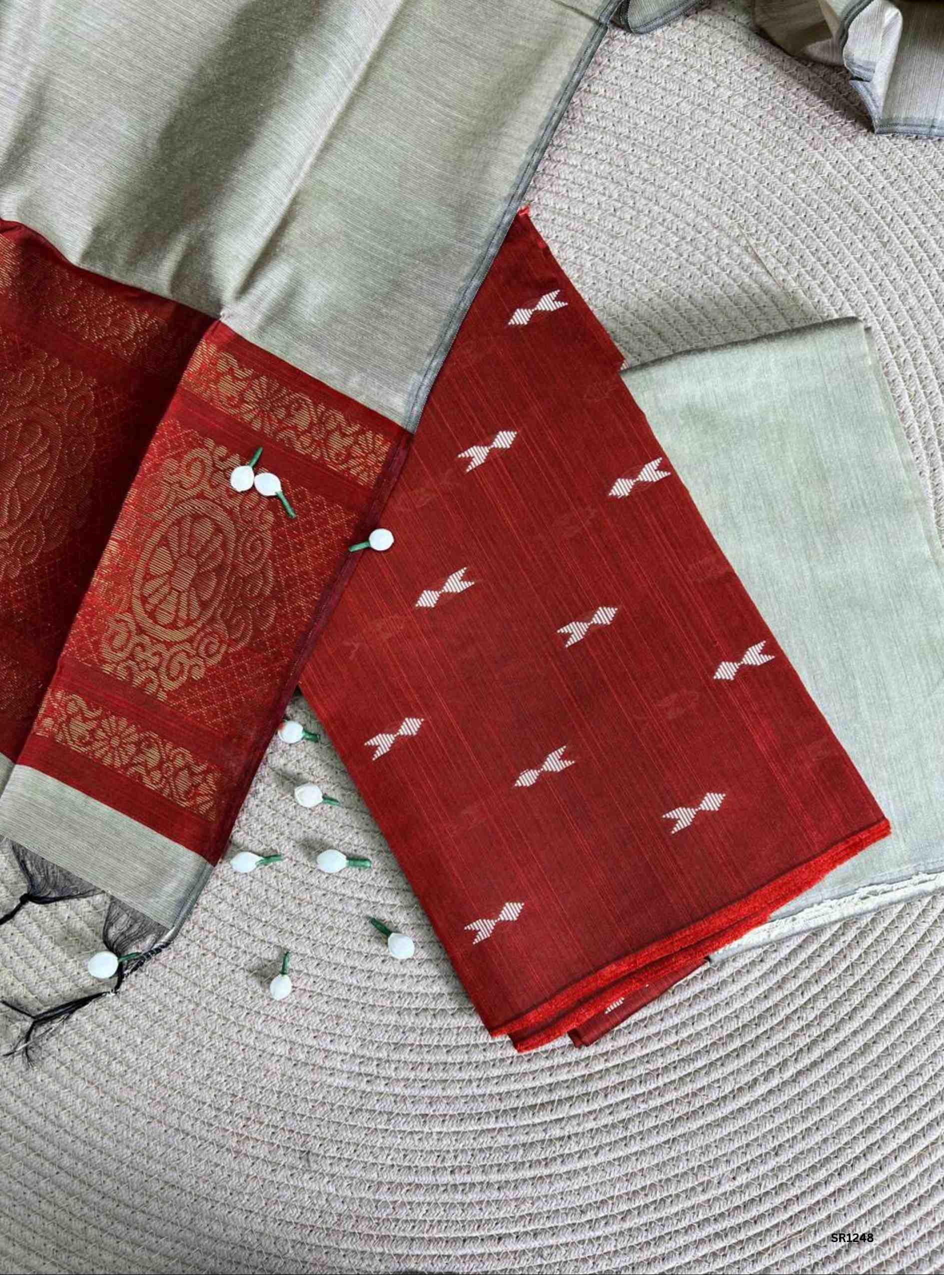 Rust Orange - Raw Silk Unstiched Suit 3 Pc Set