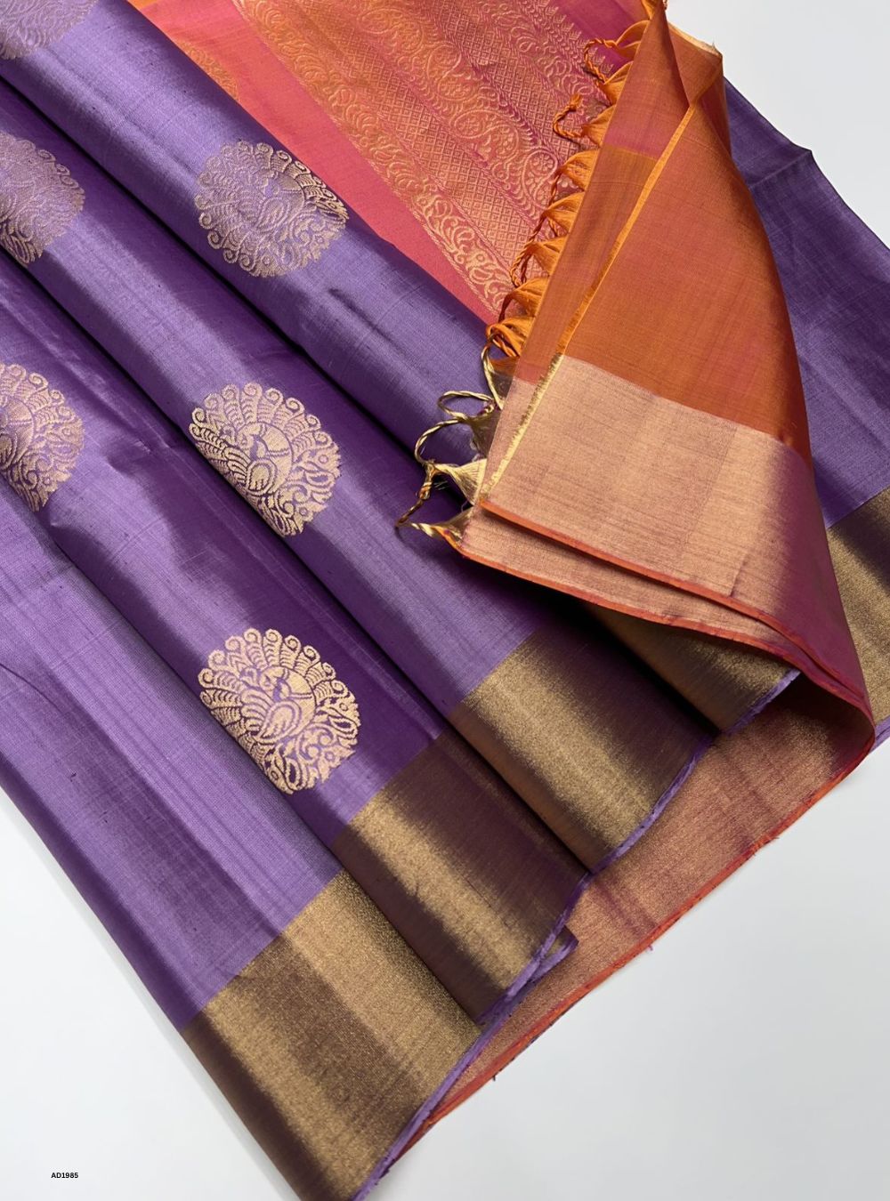 Lilac & Orangish Pink - Soft Silk Saree