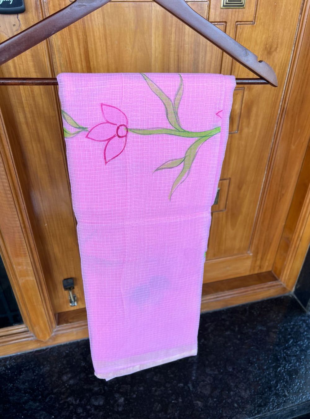 Pink - HandPainted Pure Kota Cotton Saree