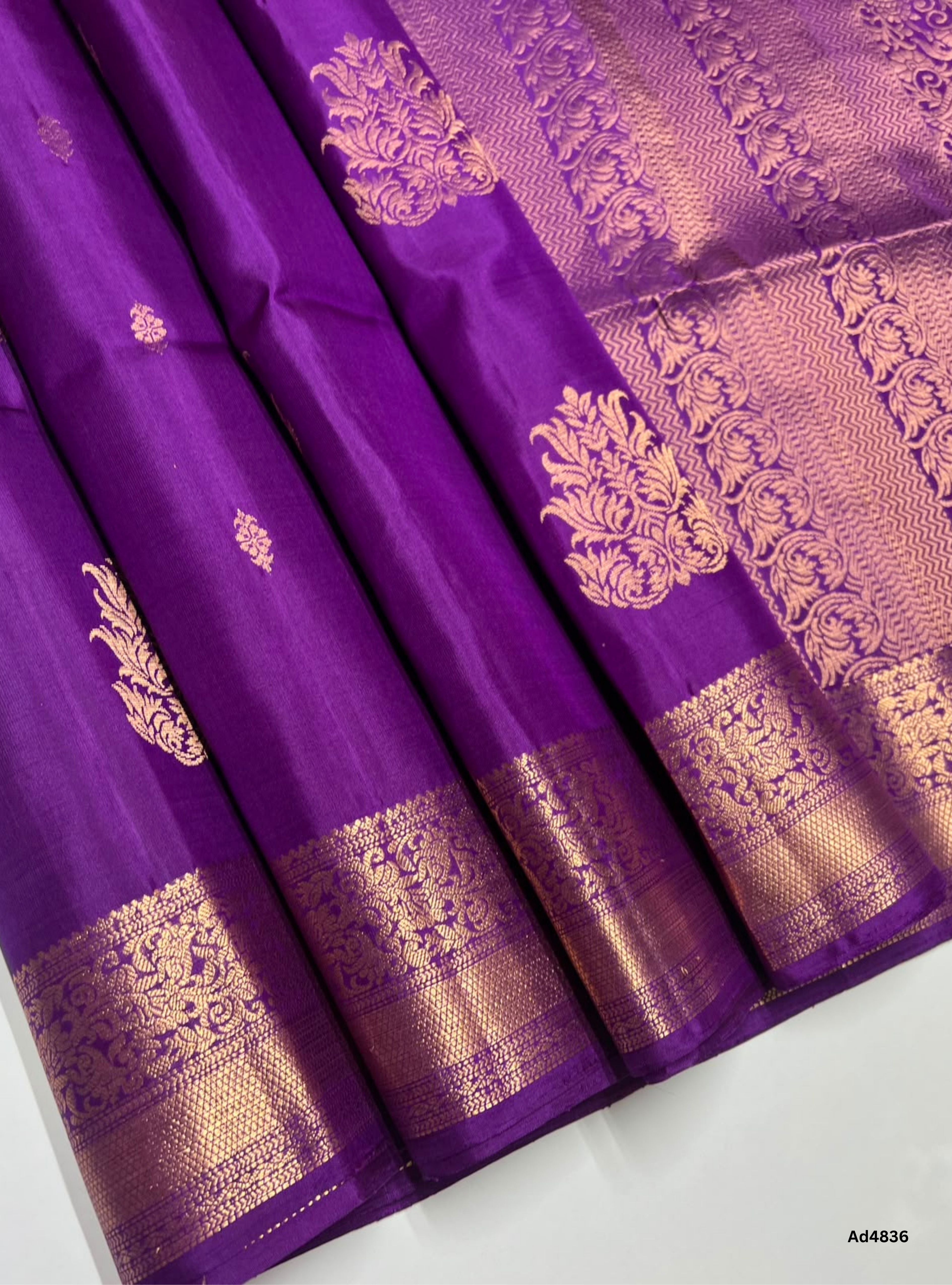 Purple - Kanchi Border Soft Silk Saree