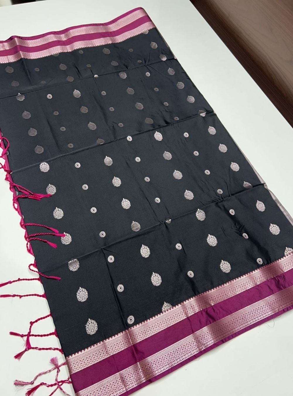 Black & Magenta - Semi Silk Saree