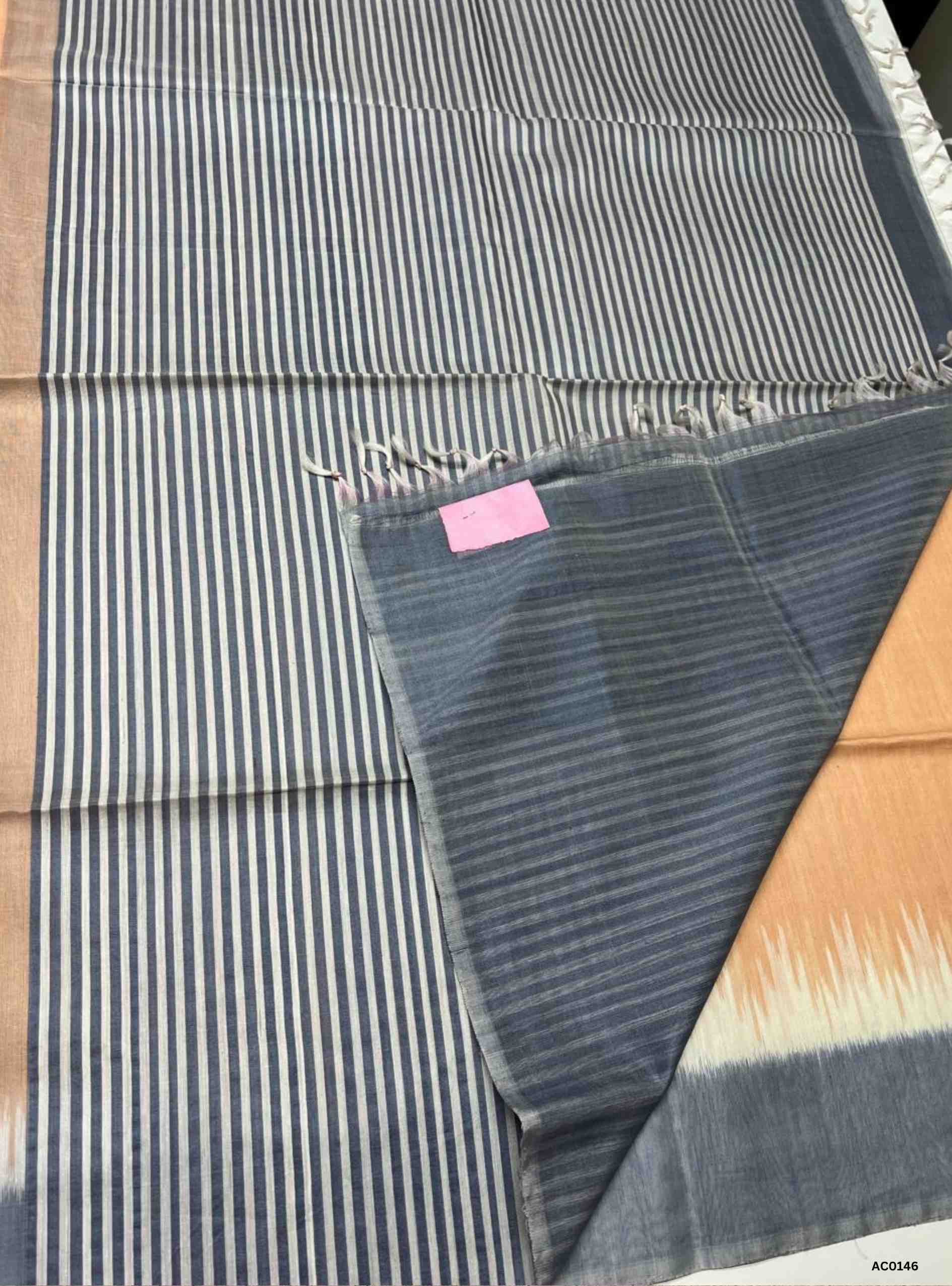 Sandal & Blue - Silk Cotton Saree