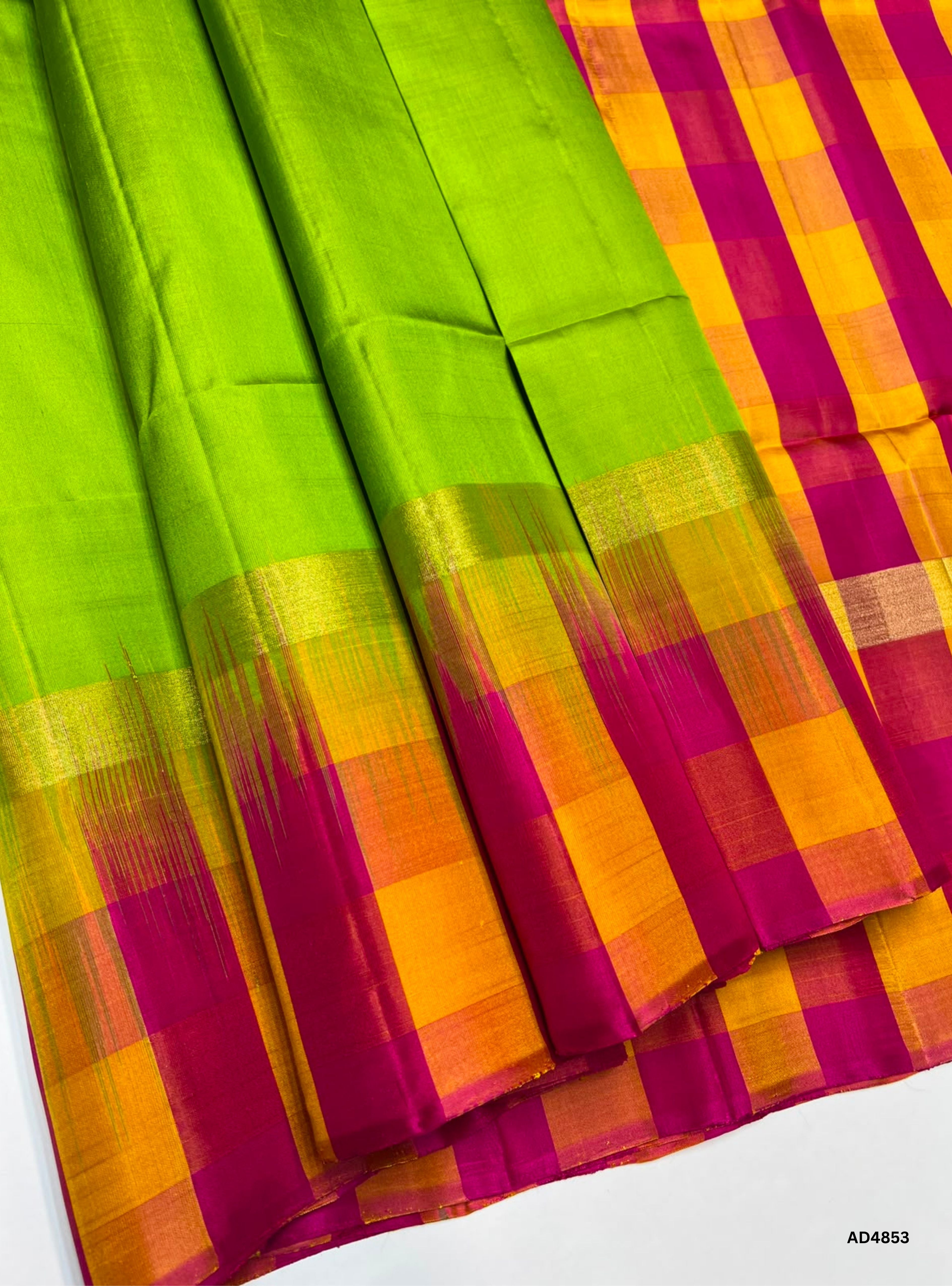 Green , Yellow & Pink - Pazhum Pazhamum Soft Silk Saree