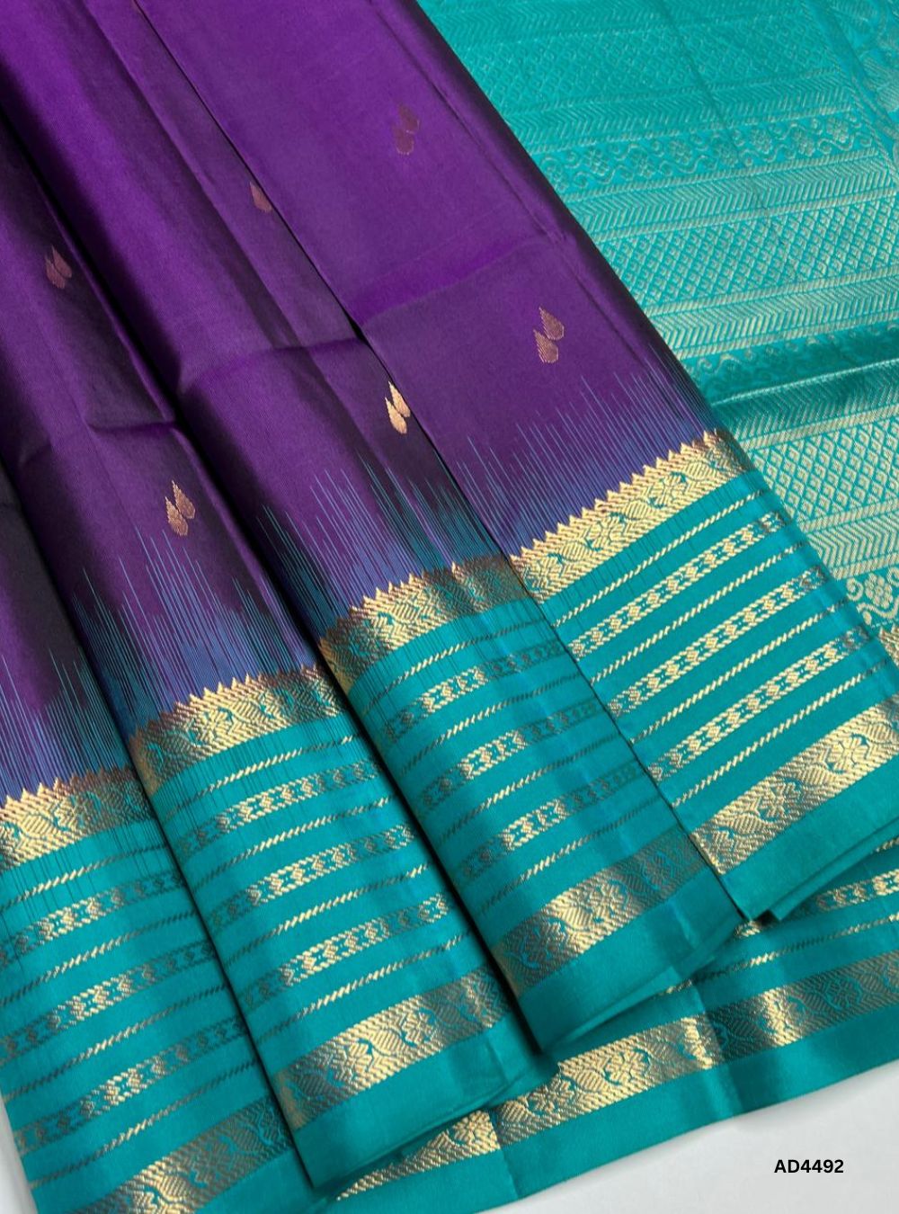 Purple & Rama Blue - Bhutta With Retta Pett Border