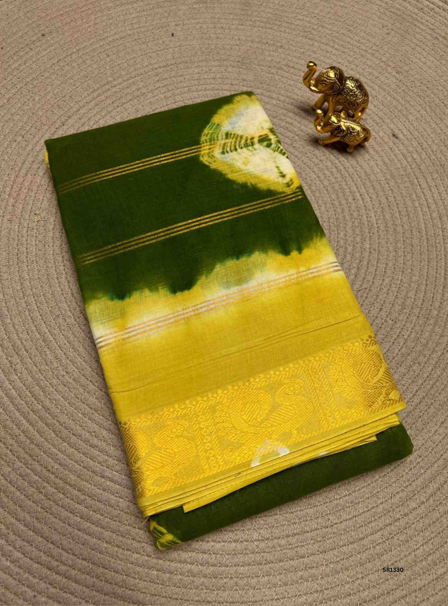 Green & Yellow - Velthaari X Bandhini Cotton Saree