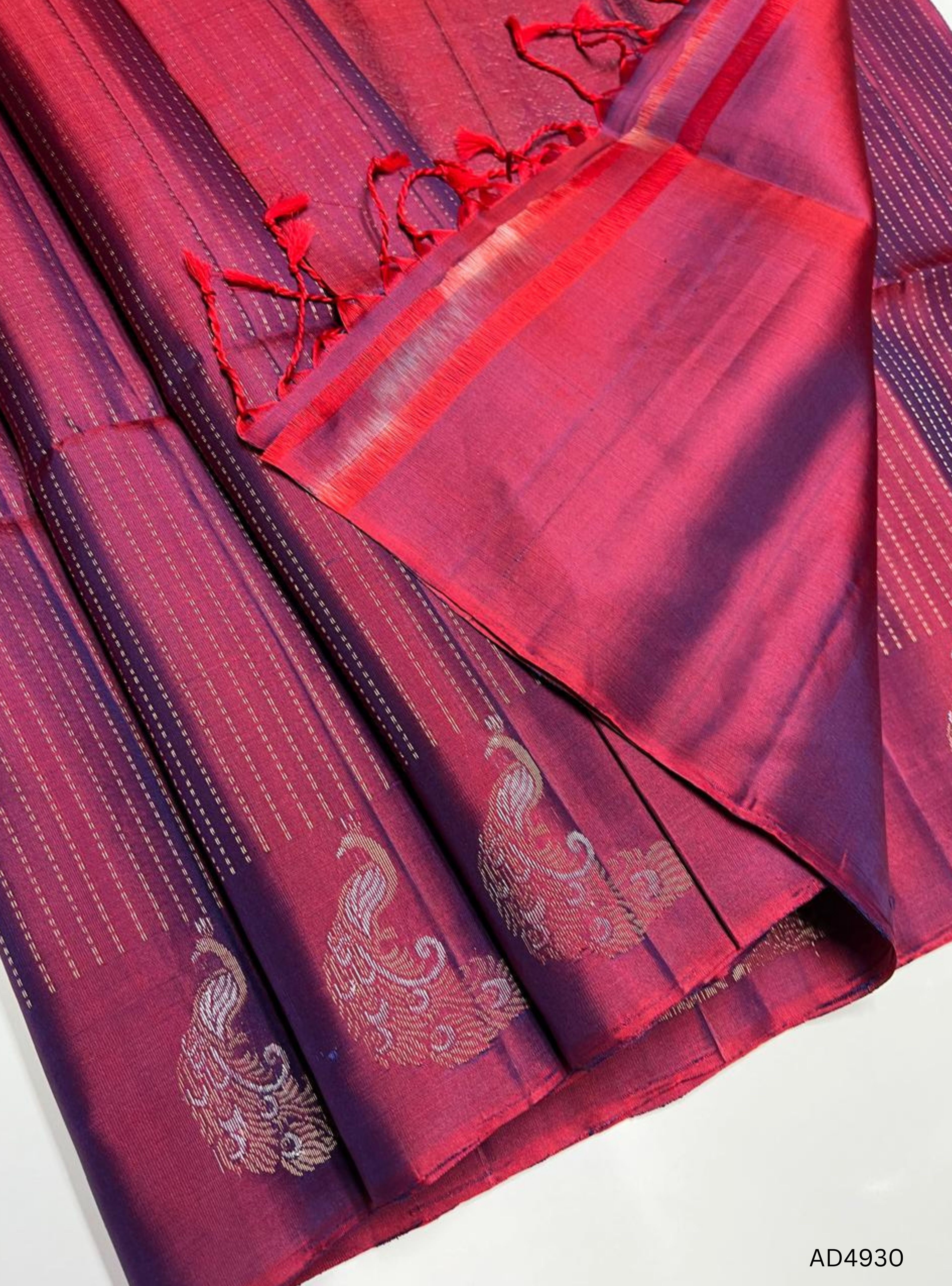 Dual Tone Wine - Vairaoosi Fancy Border Soft Silk Saree