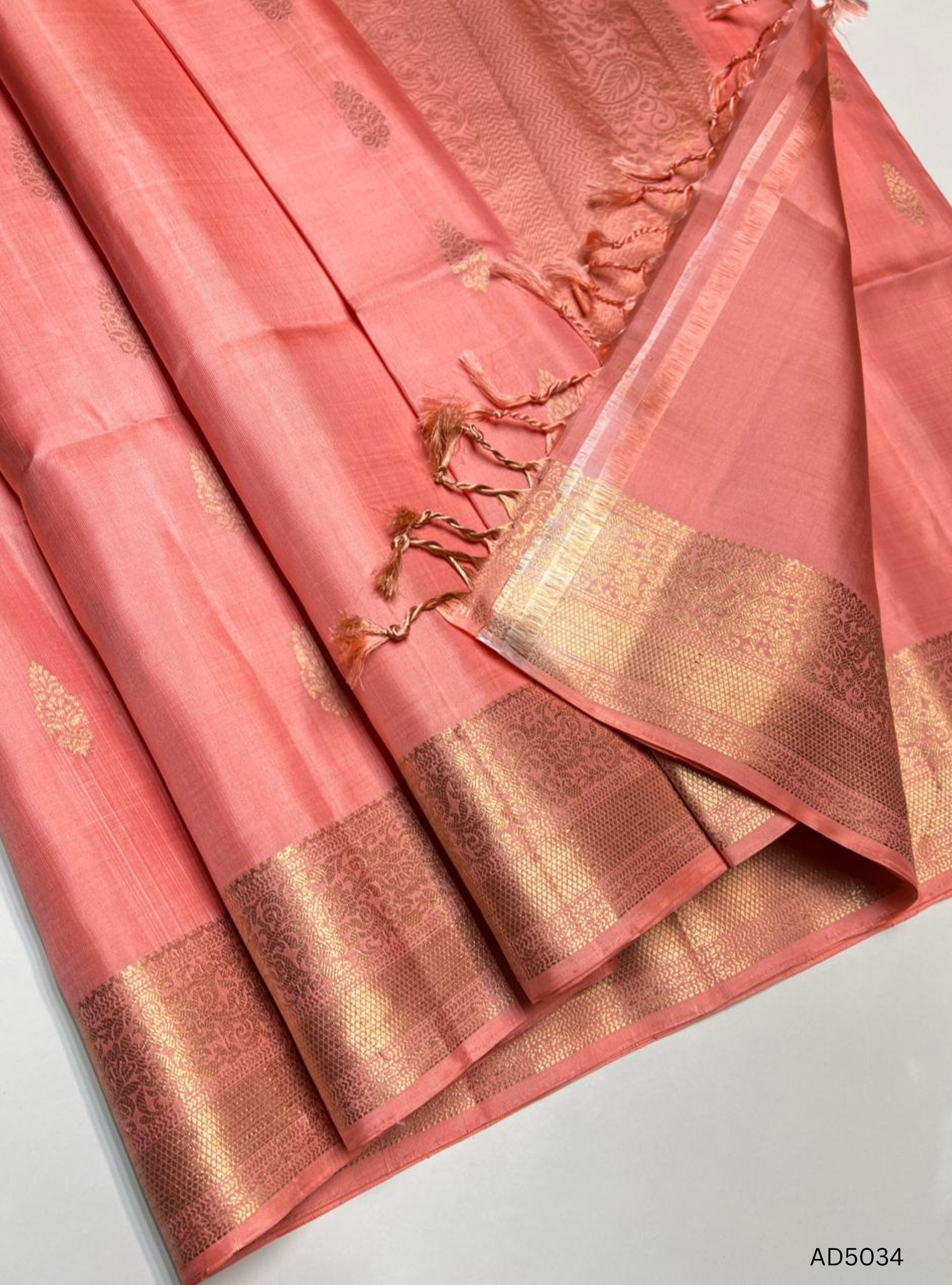 Peach - Kanchi Border Soft Silk Saree