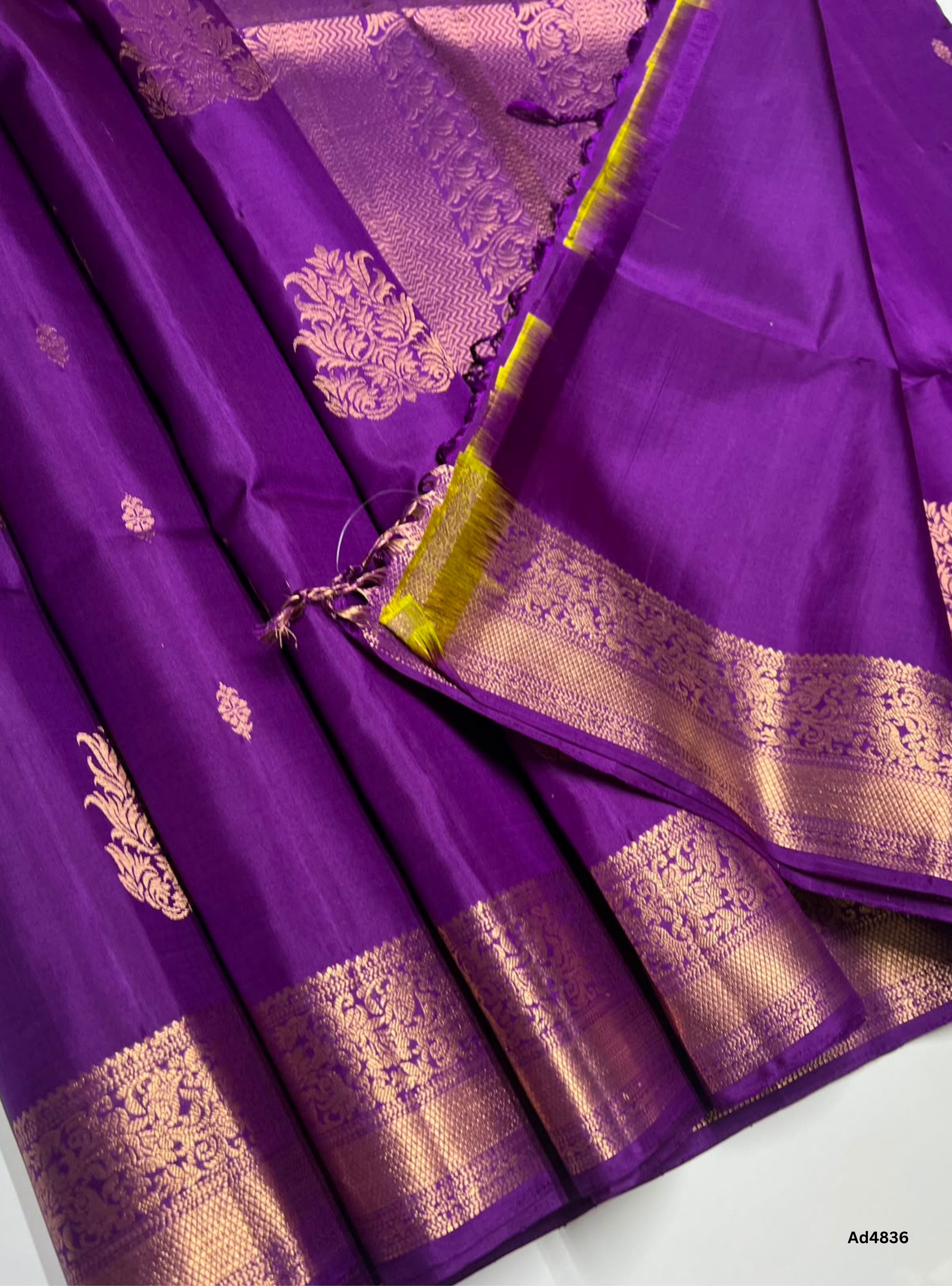 Purple - Kanchi Border Soft Silk Saree