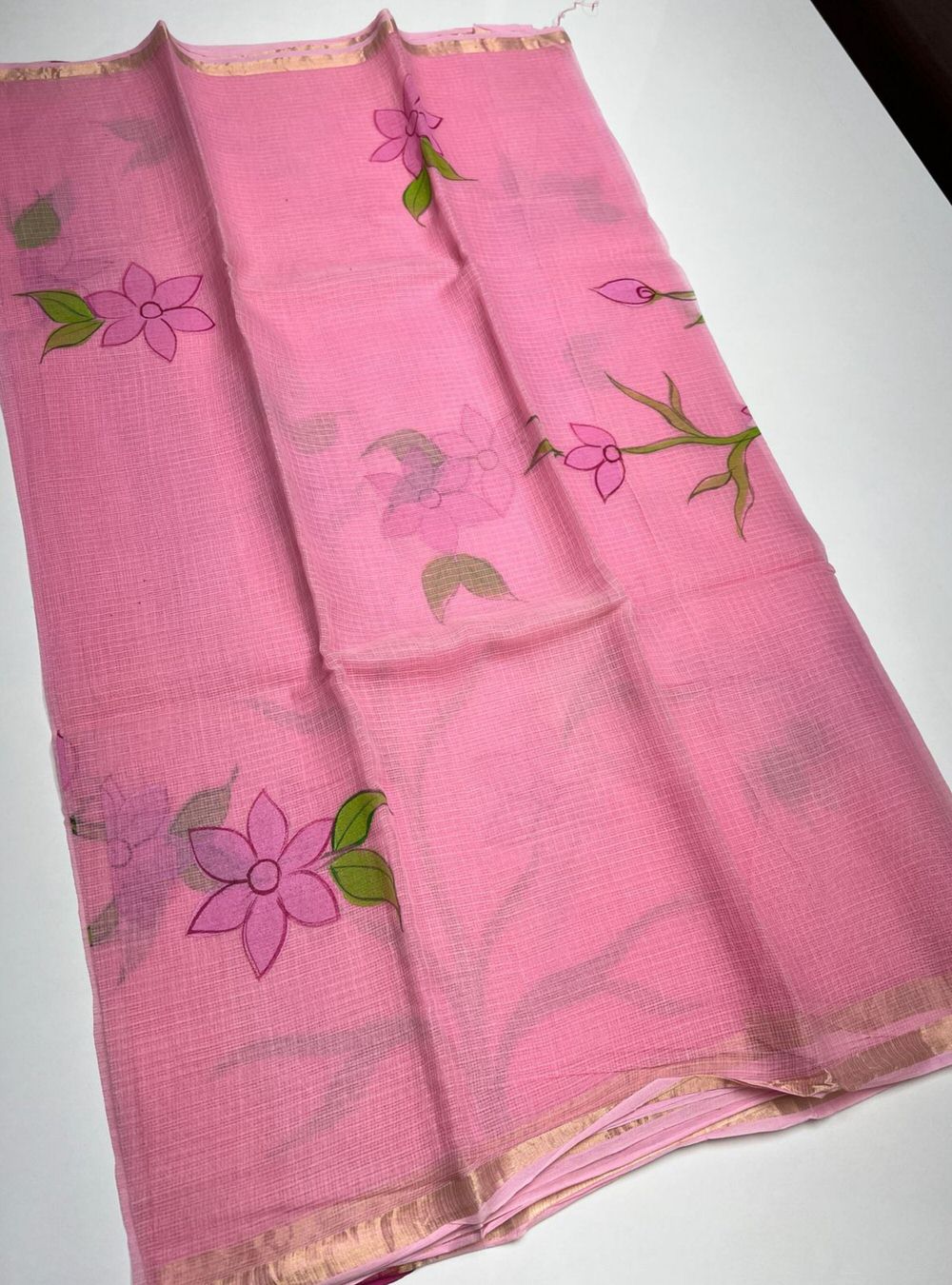 Pink - HandPainted Pure Kota Cotton Saree
