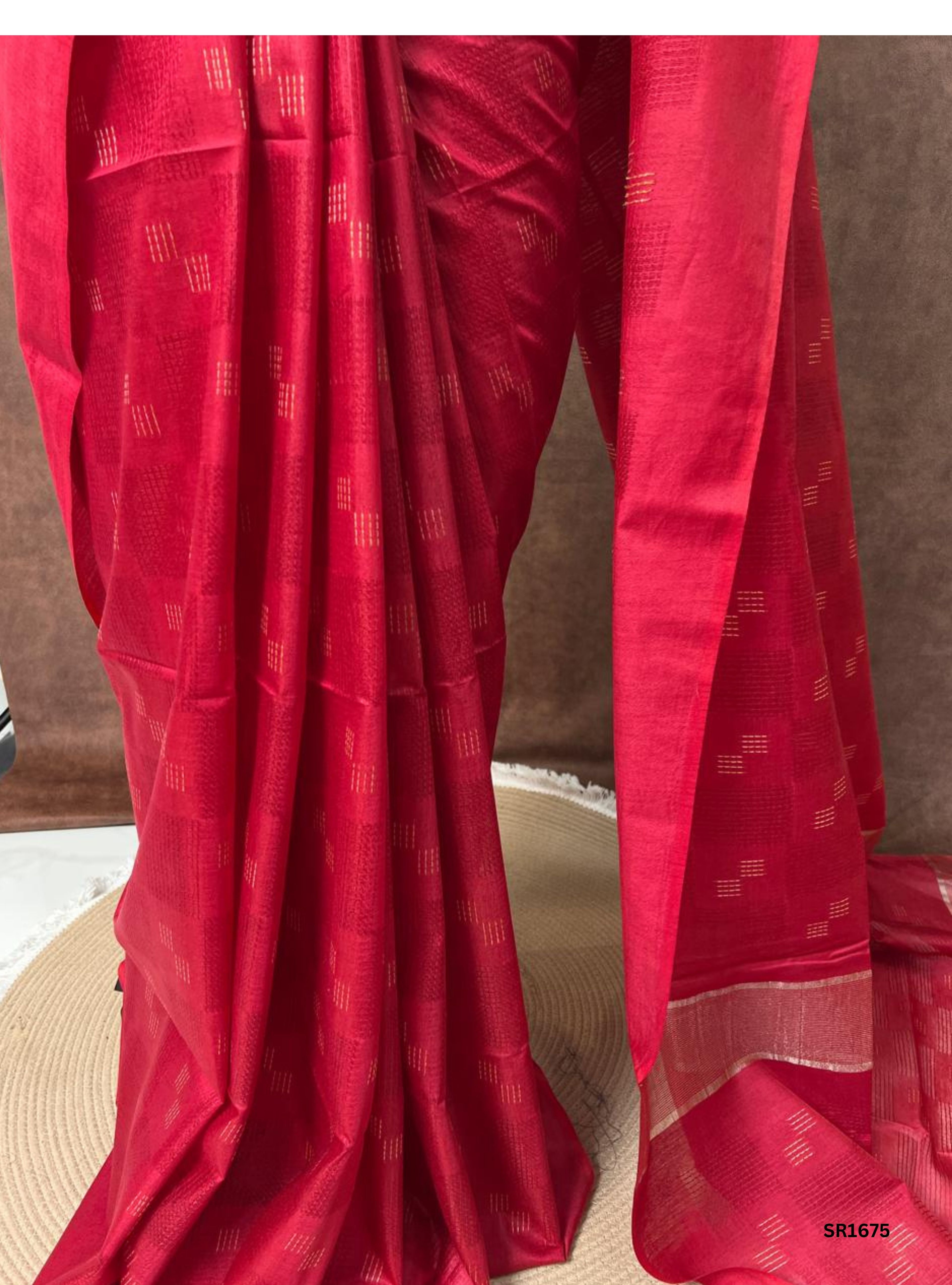 Red - Moonga Silk Saree