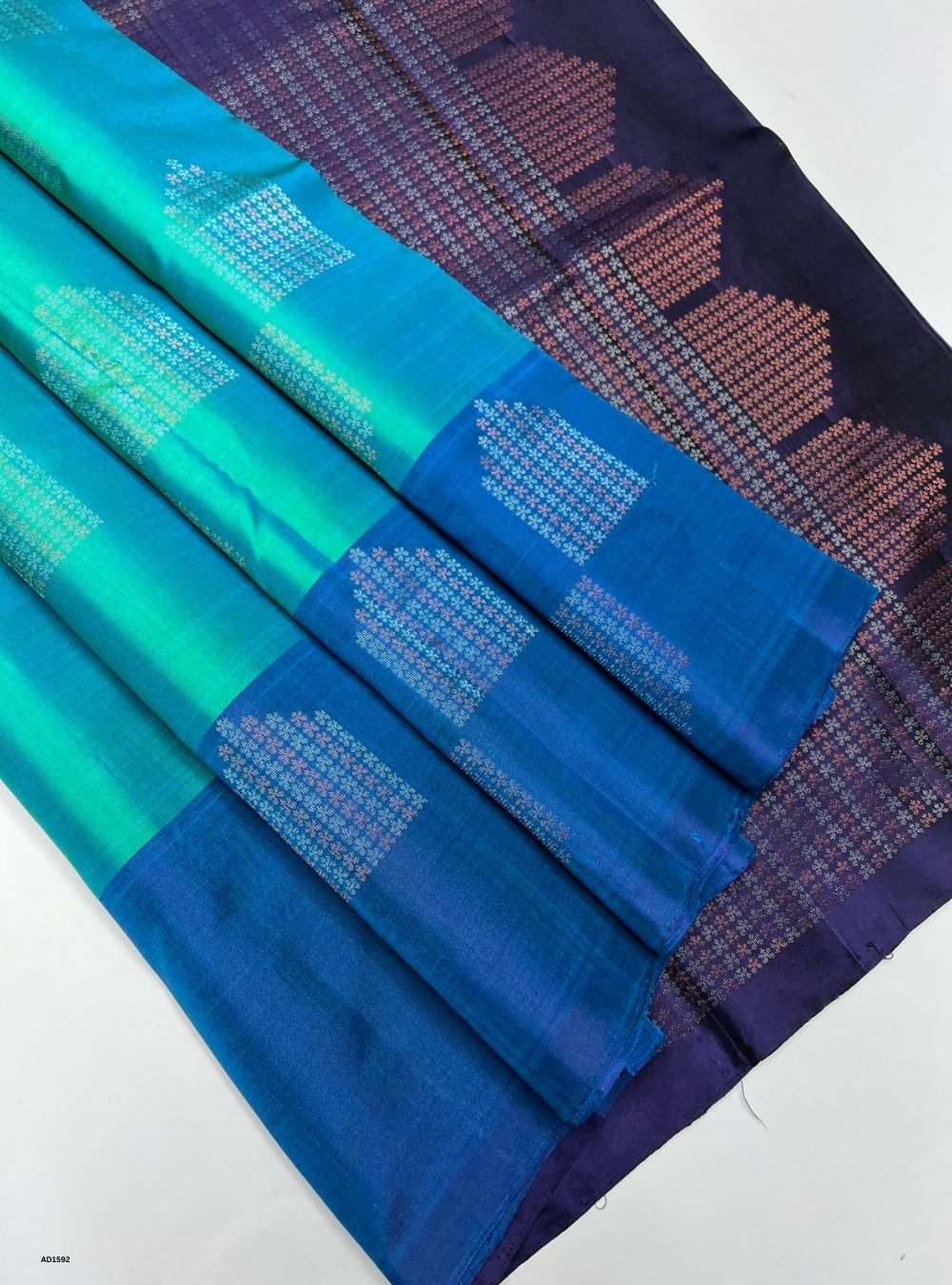 Dual Tone Green & Blue - Soft Silk Saree