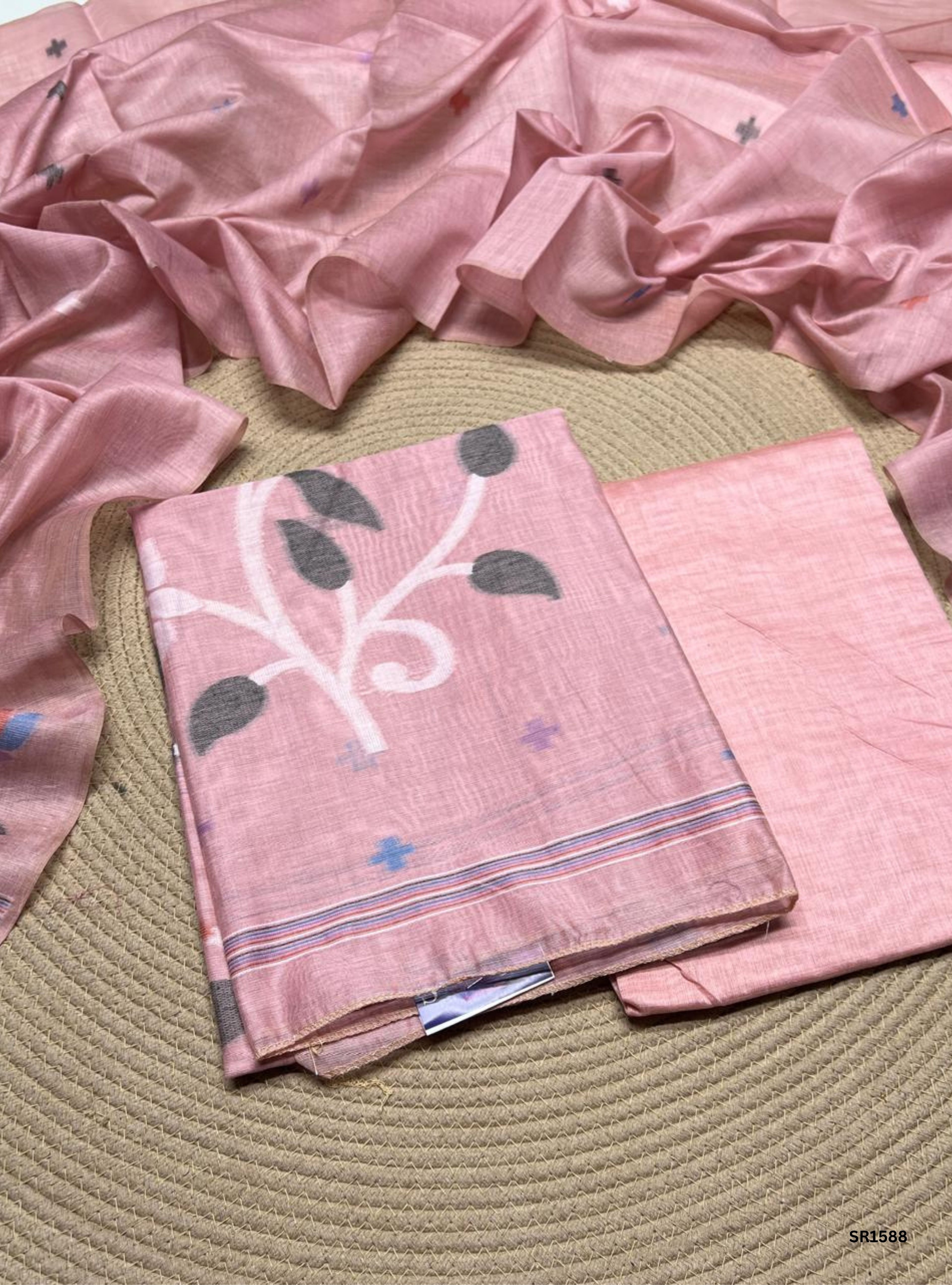 Pink - Cotton Unstiched Suit 3 Pc Set