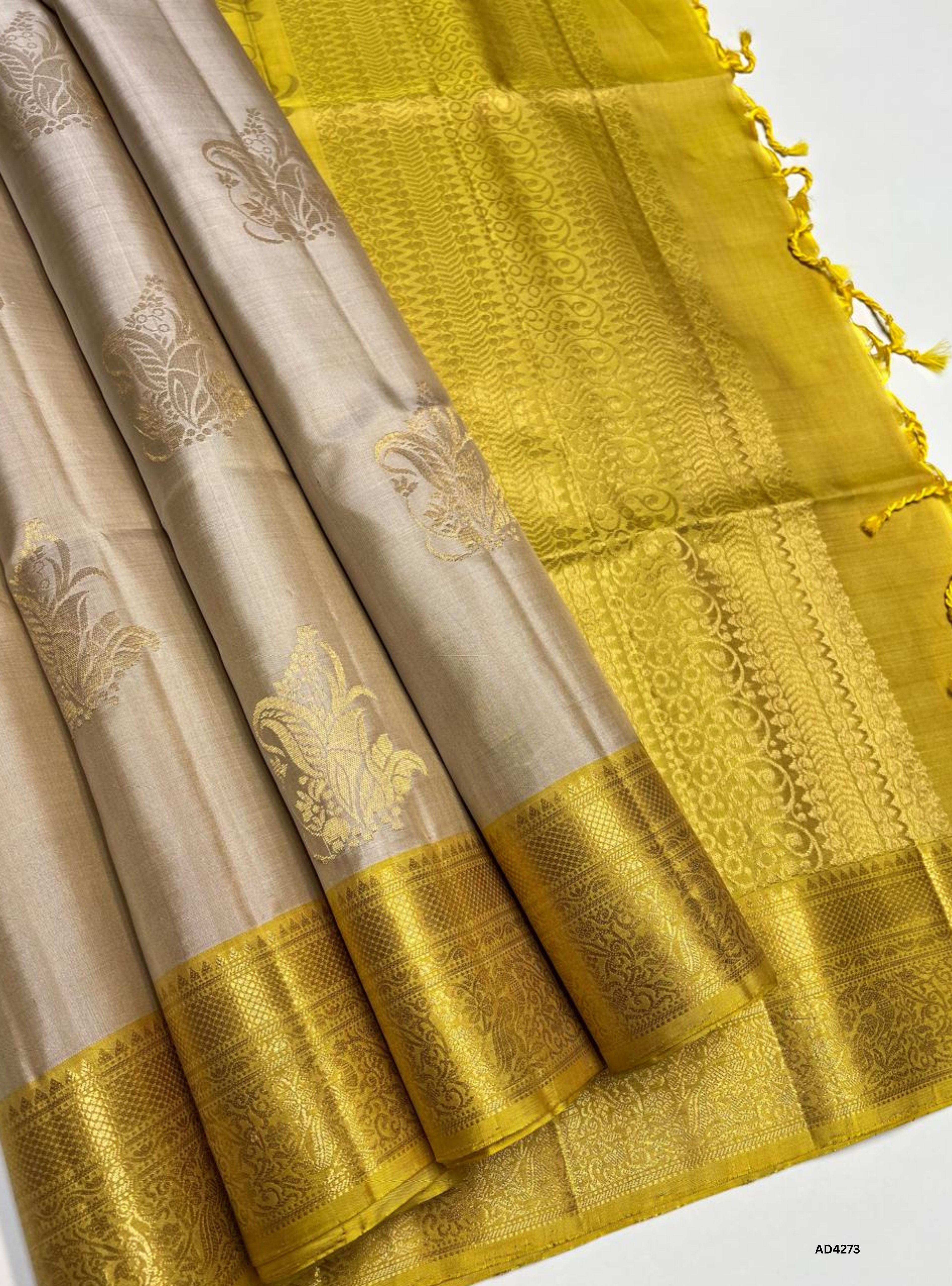 Ivory & Yellow - Kanchi Border Soft Silk Saree