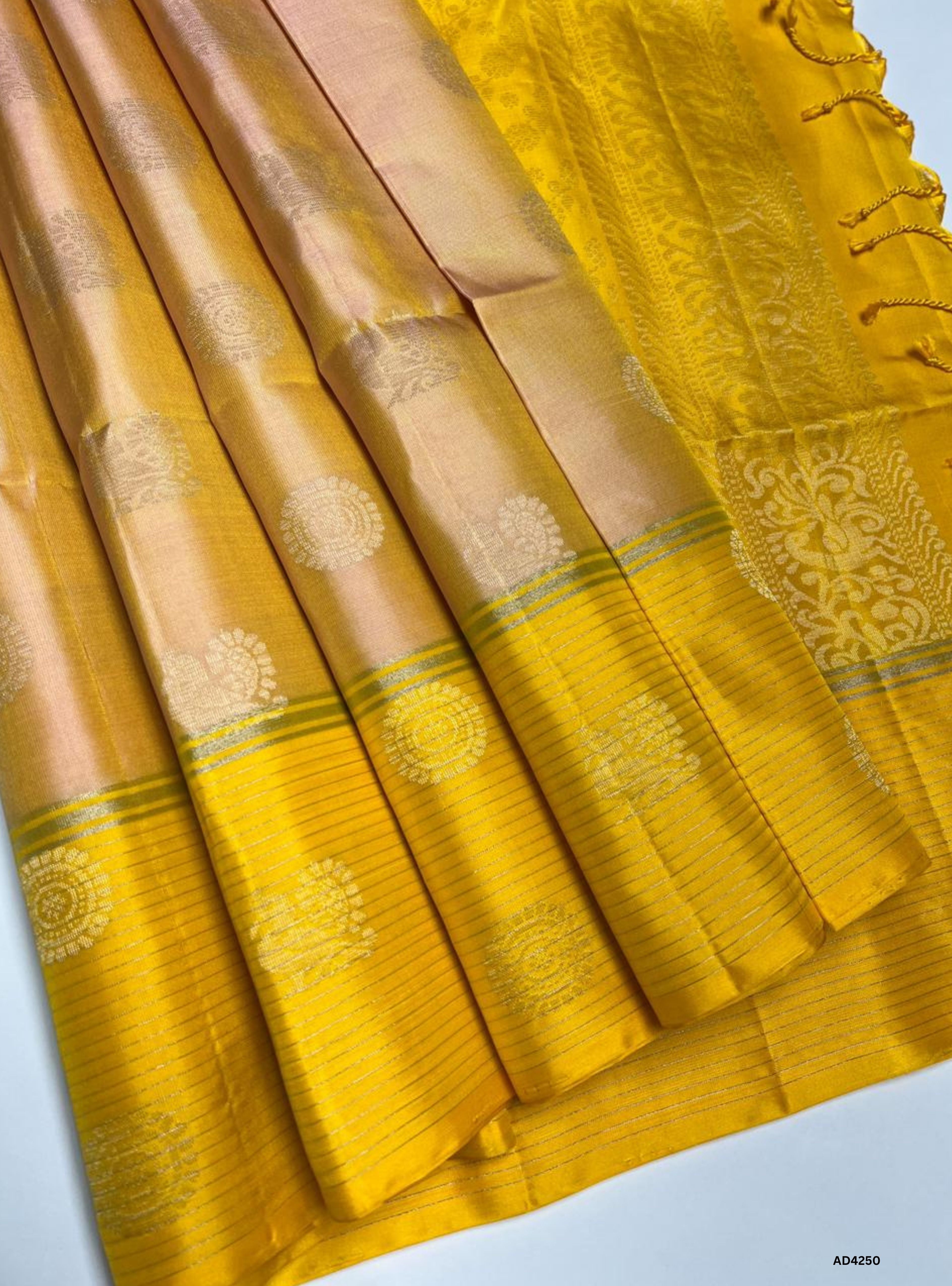 Creamish Yellow & Yellow - Soft Silk Saree