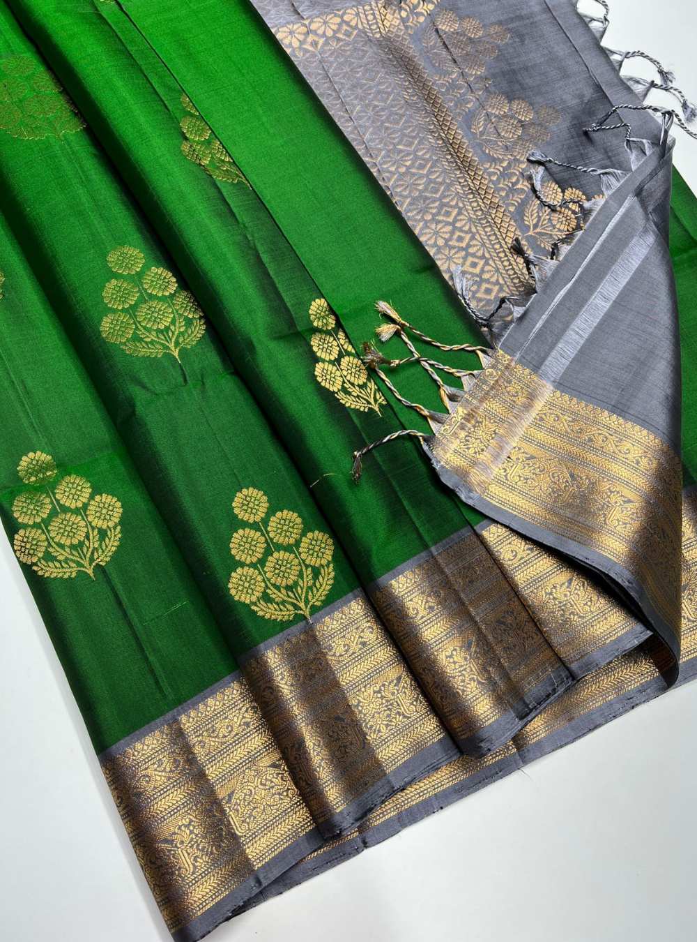Green & Grey - Soft Silk Saree