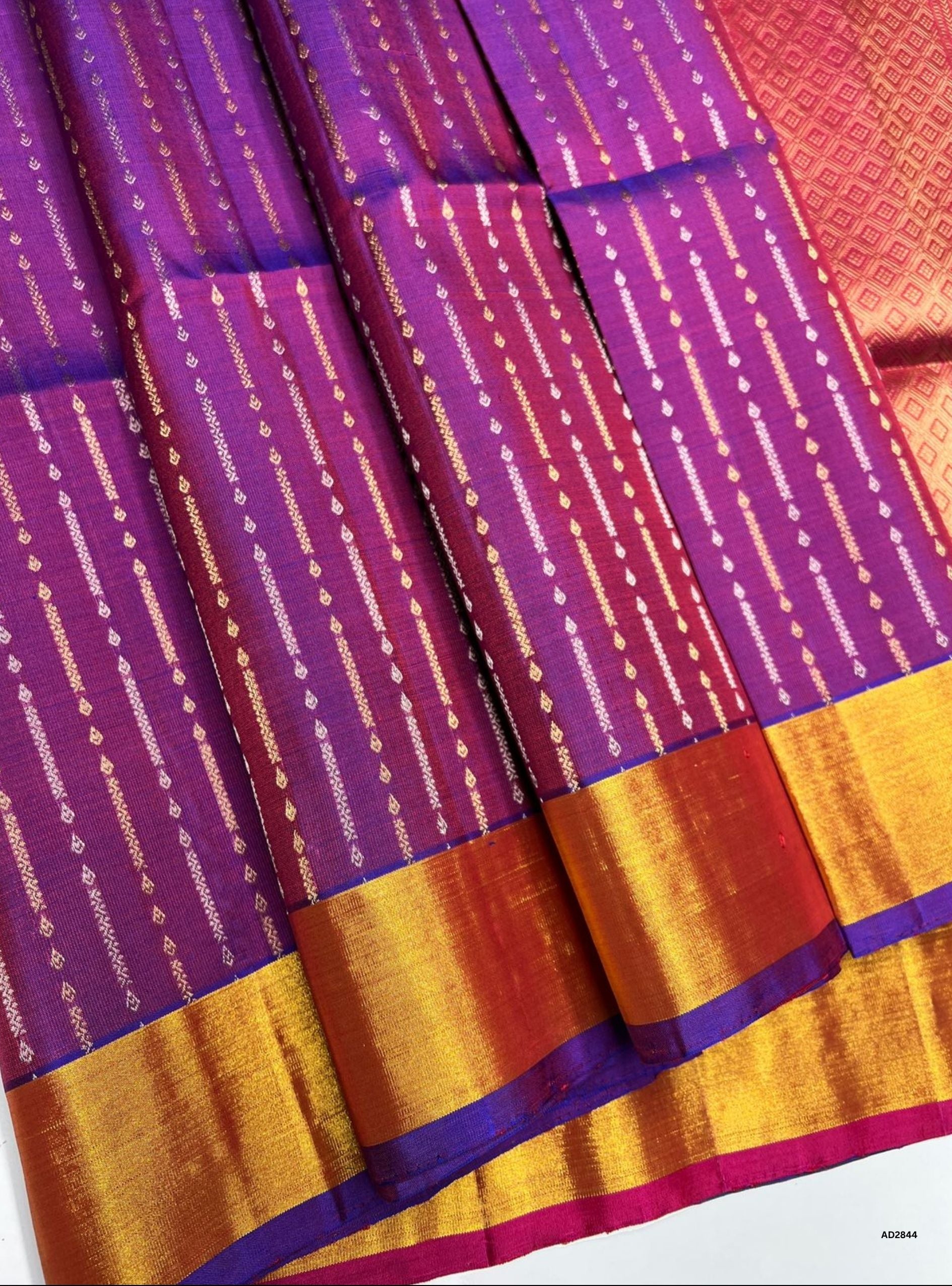 Purple & Rani Pink - Soft Silk Saree