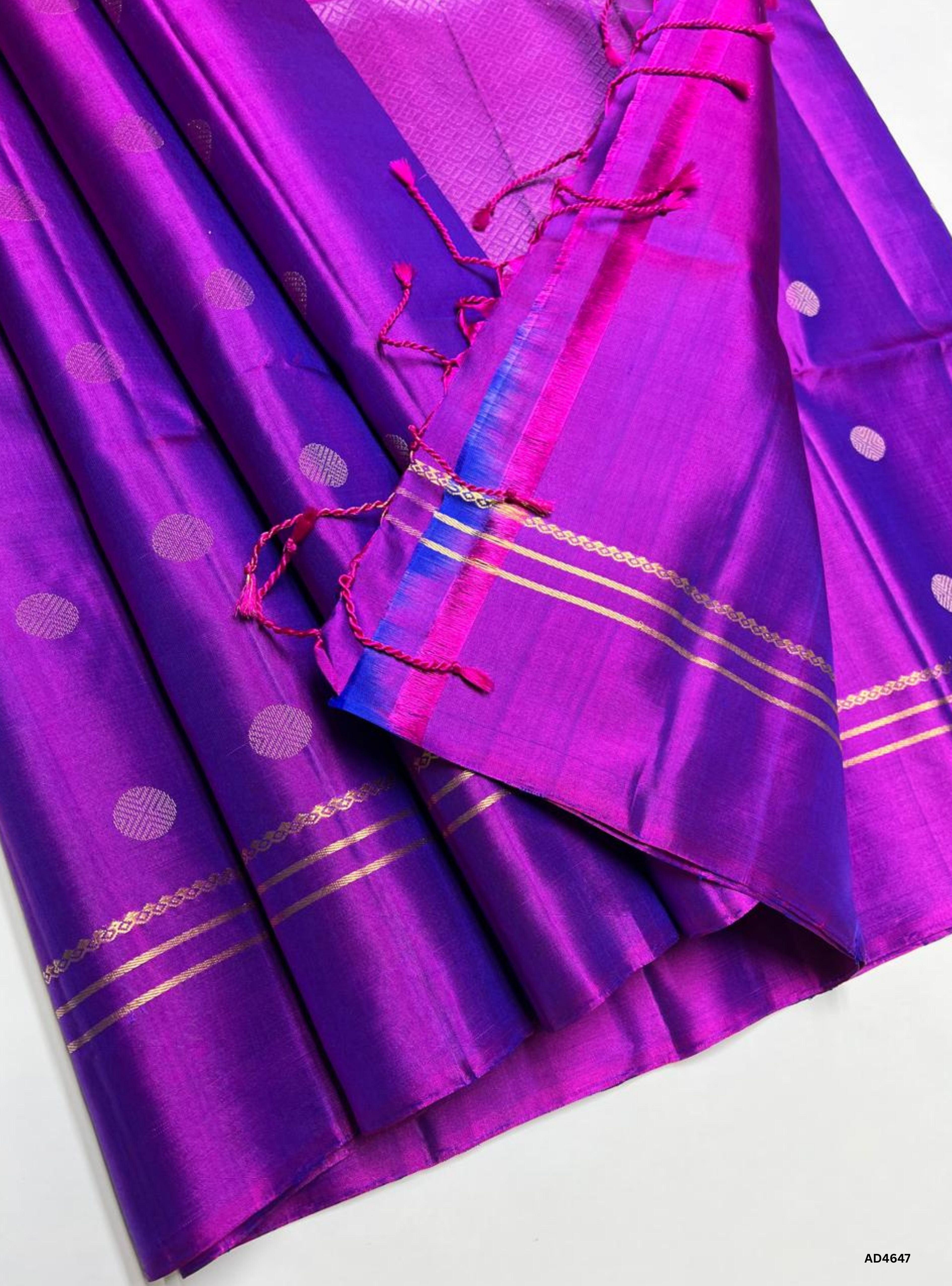 Purple - Kanchi Border Soft Silk Saree