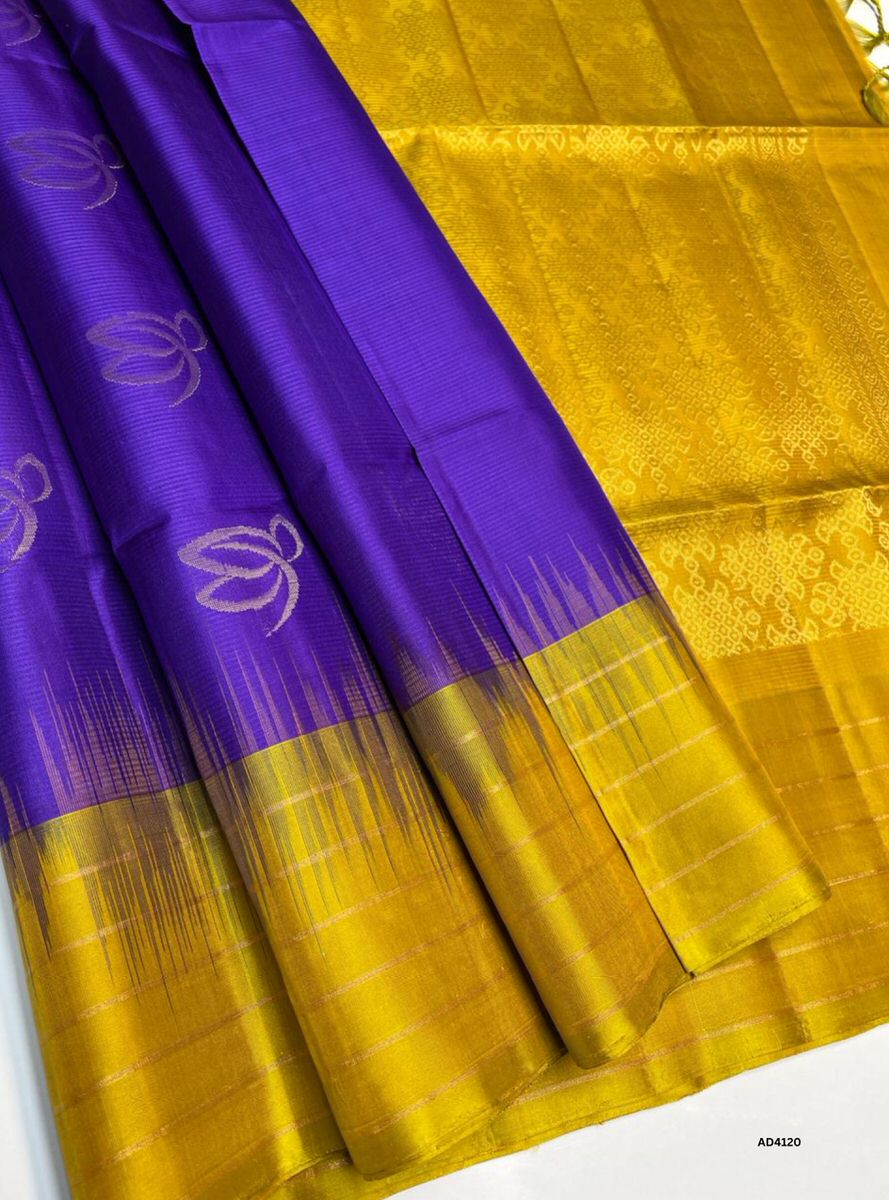 Violet & Musted Yellow - Fancy Border Soft Silk Saree