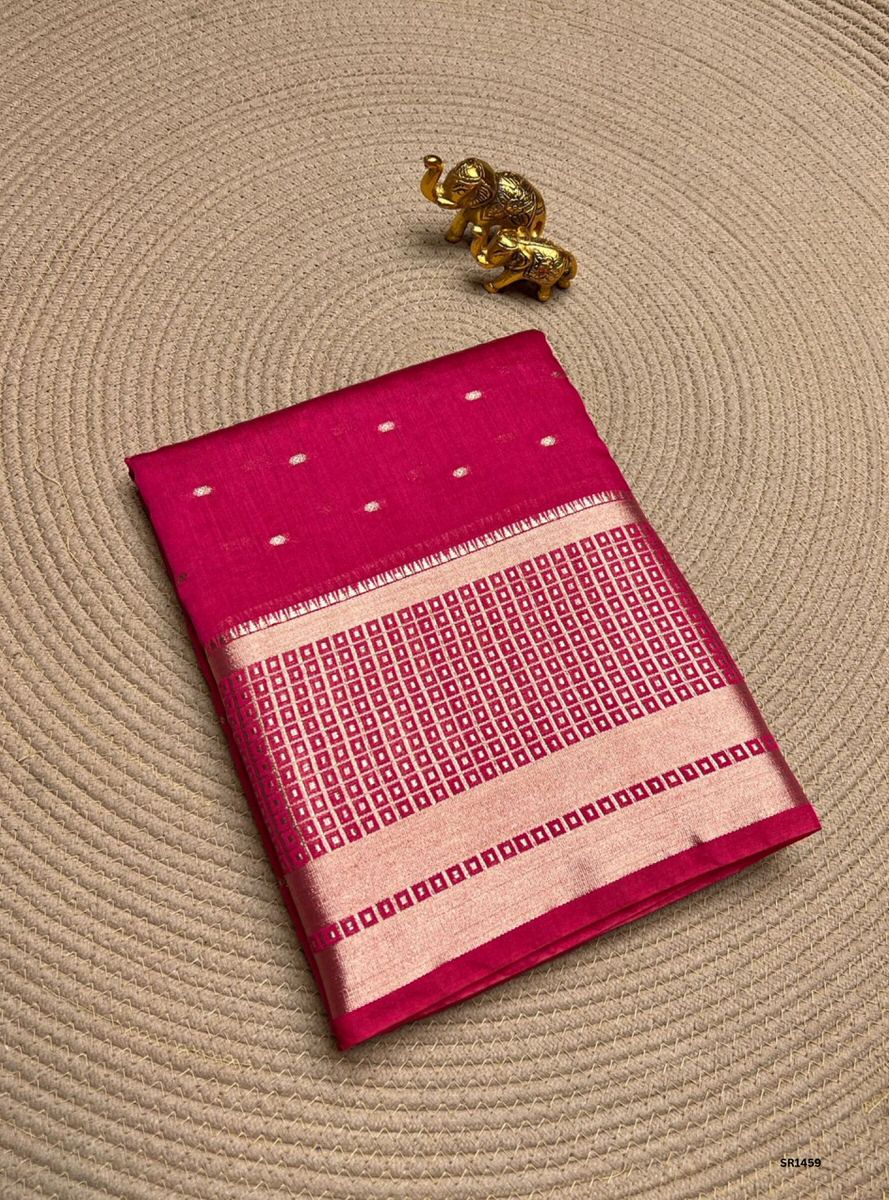 Pink - Semi Banaras Silk Saree