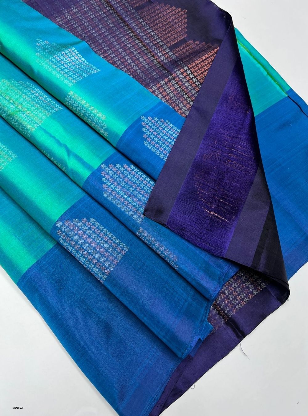 Dual Tone Green & Blue - Soft Silk Saree