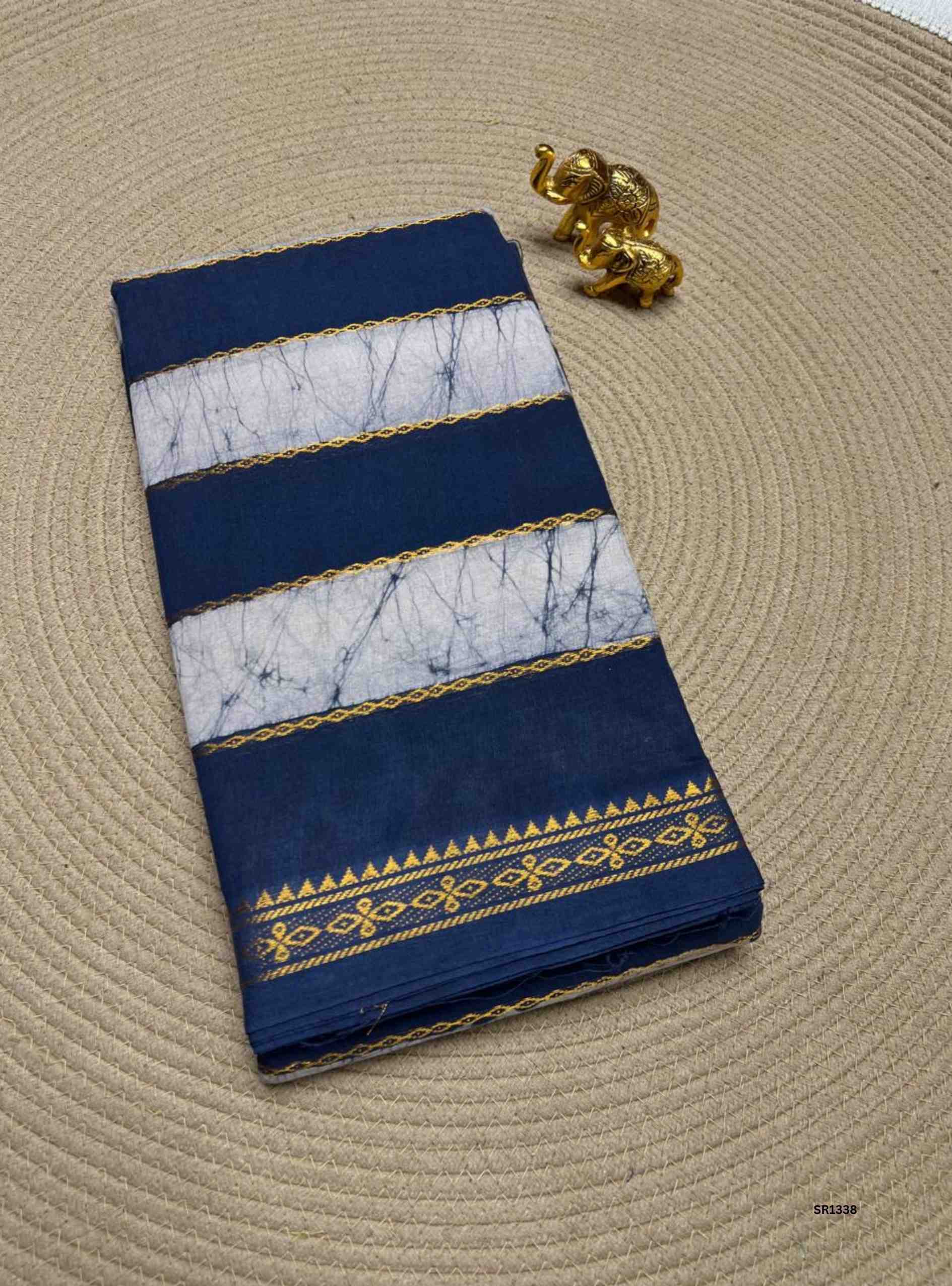 Navy Blue - Velthaari X Bandhini Cotton Saree