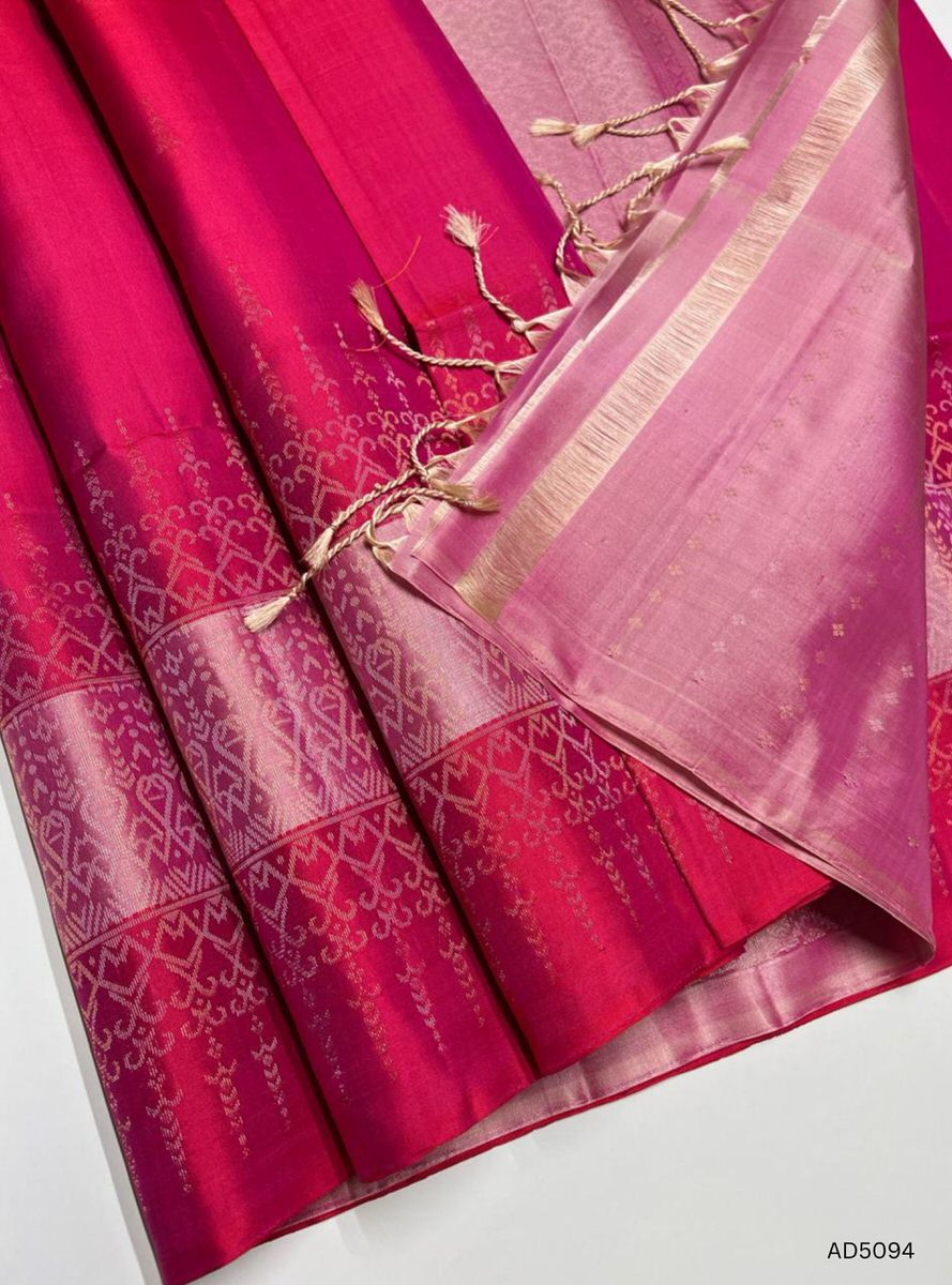 Rani Pink & Pink - Fancy Border Soft Silk Saree