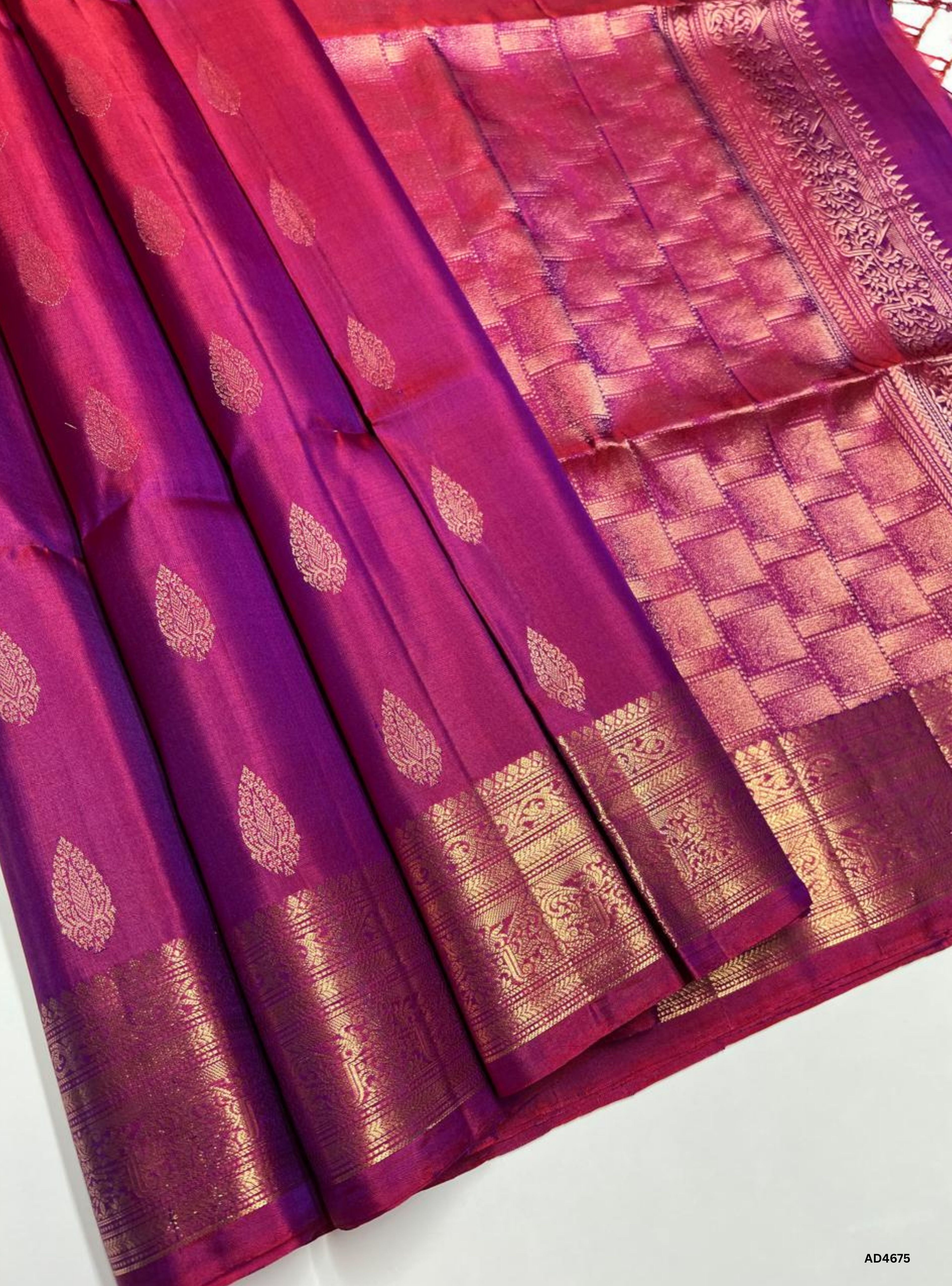 Magenta Rose - Kanchi Border Soft Silk Saree