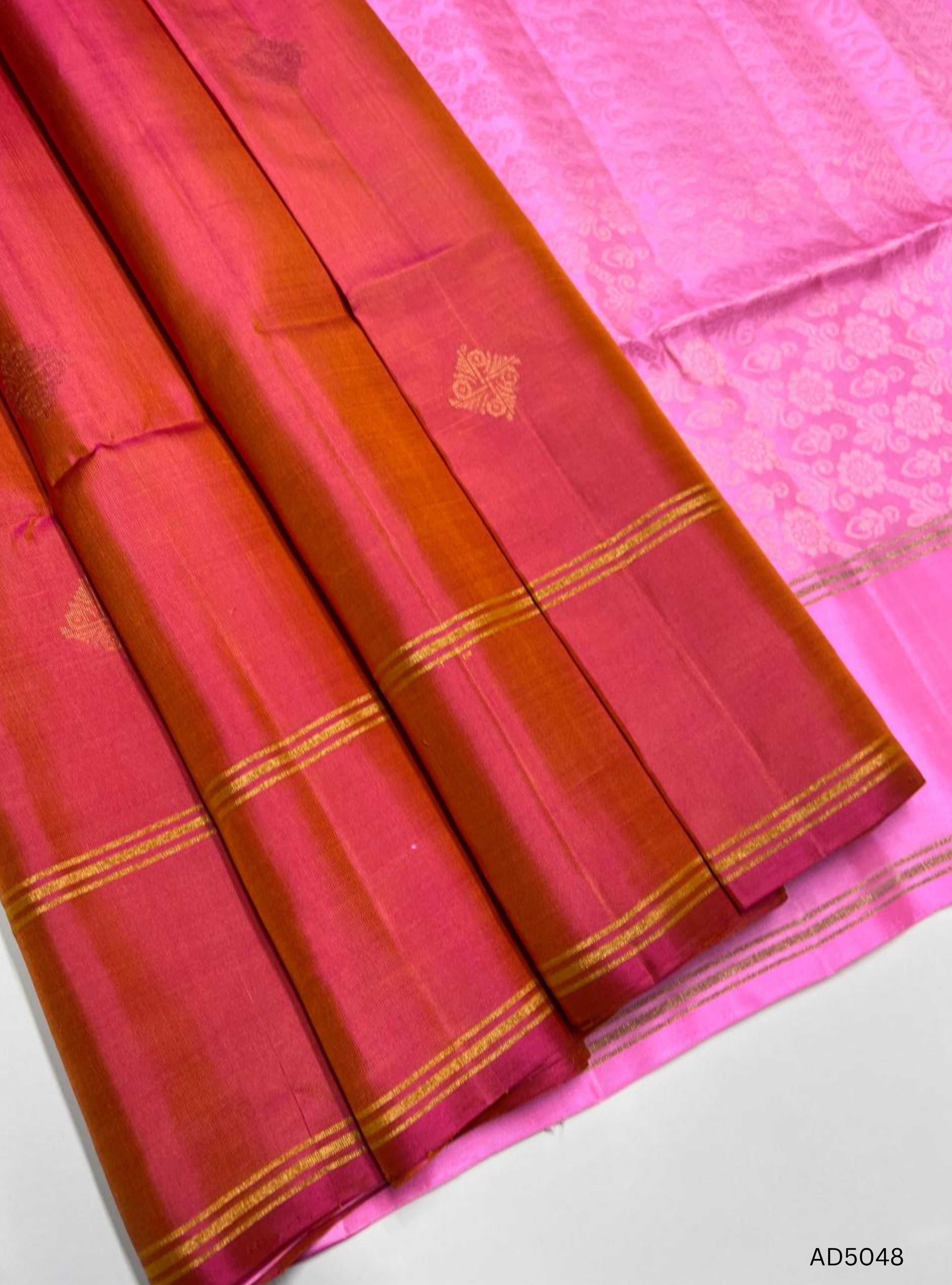 Orange & Pink - Soft Silk Saree