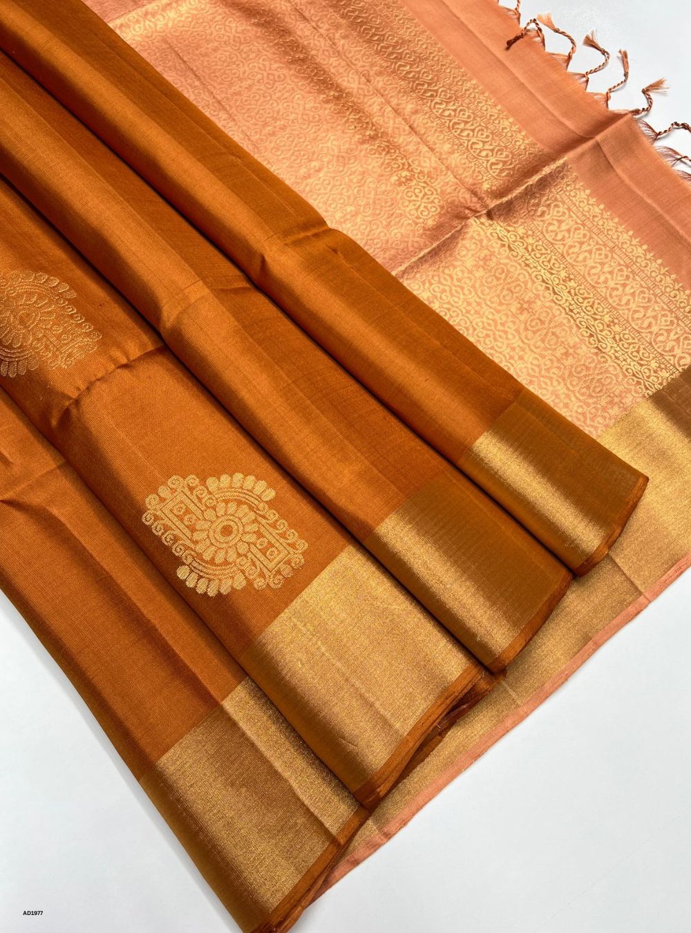 Burnt Orange & Dusty Peach - Soft Silk Saree