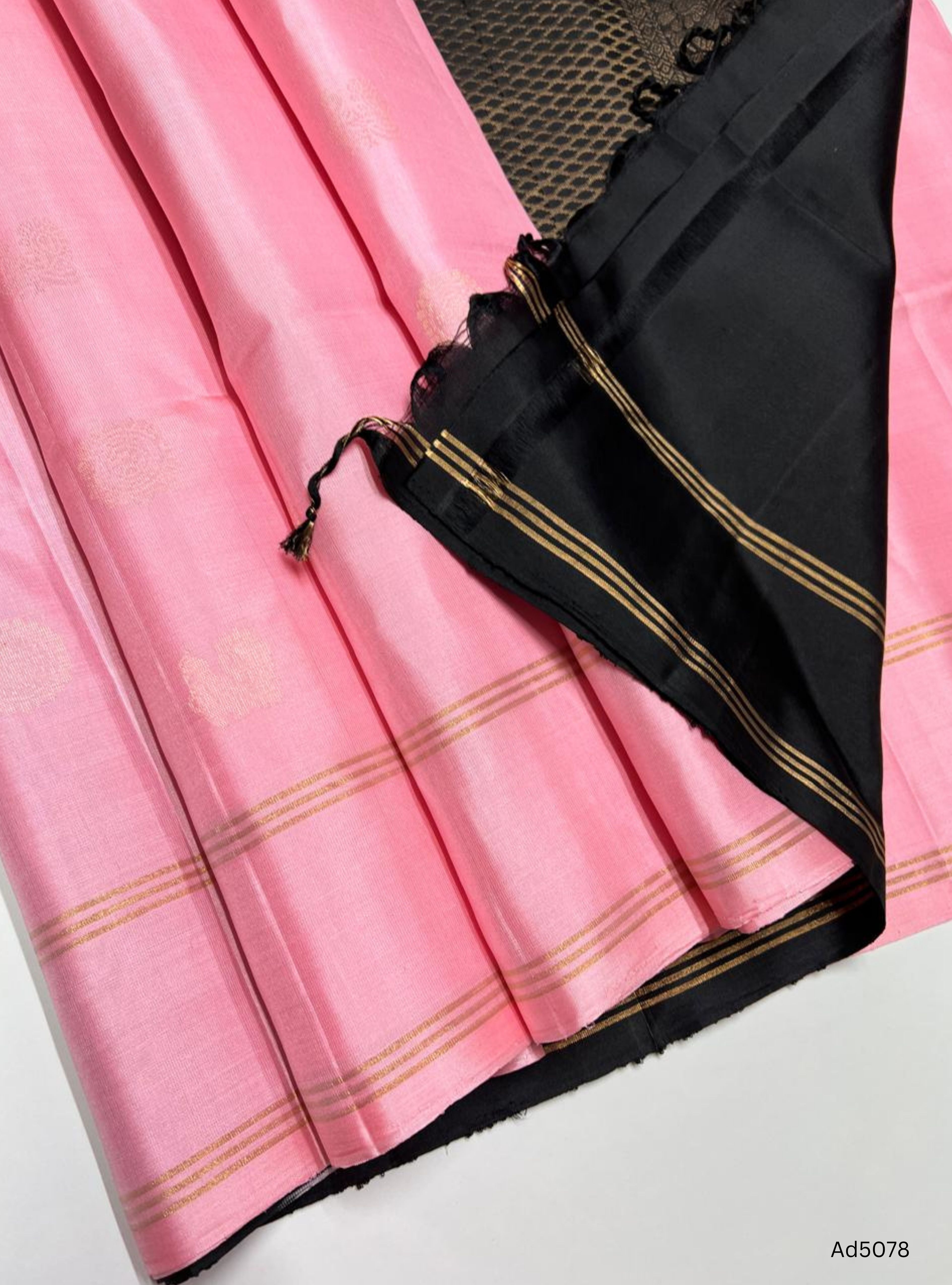 Pink & Black - Soft Silk Saree