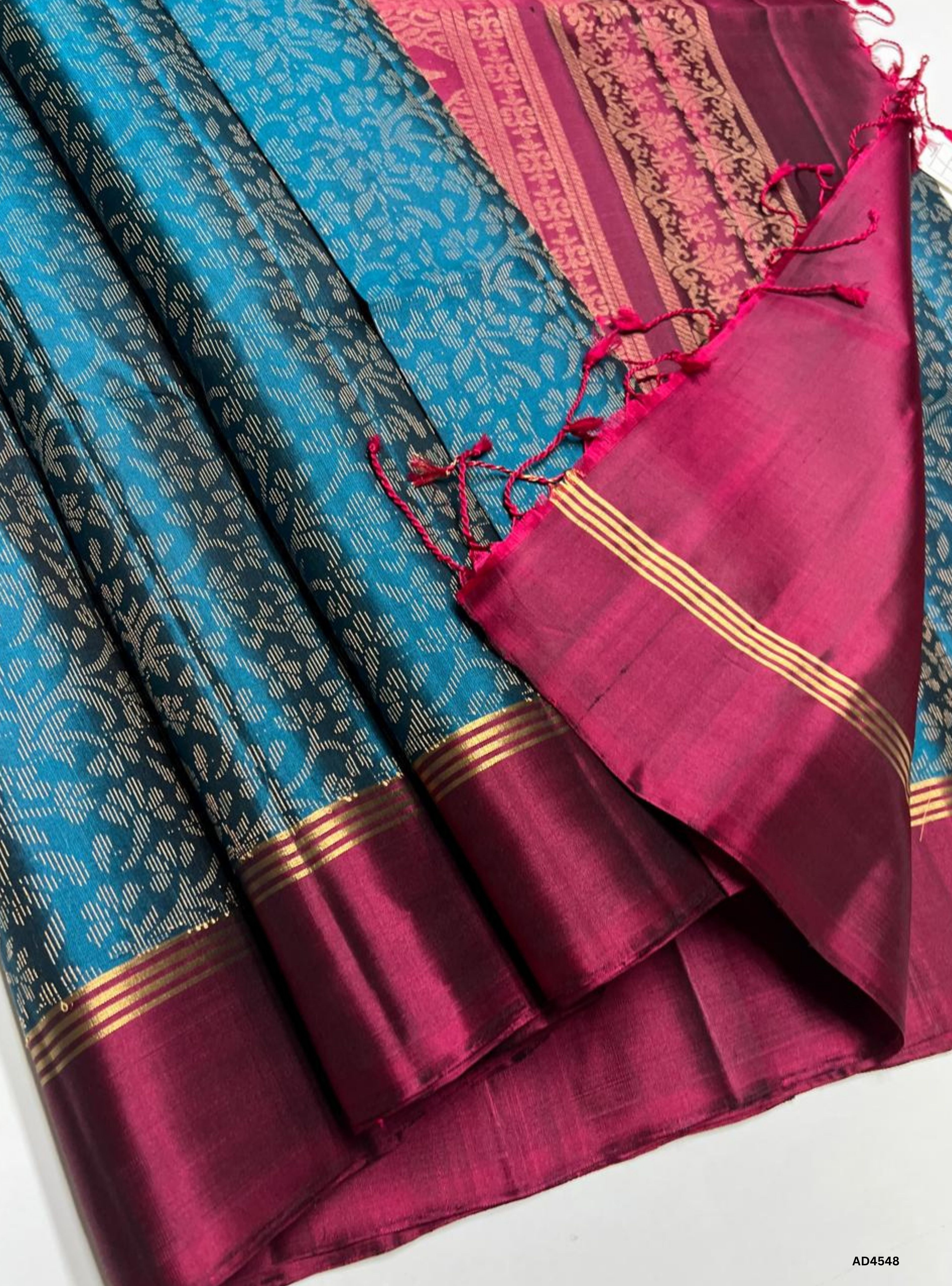 Teal Blue & Maroon - Soft Silk Bridal